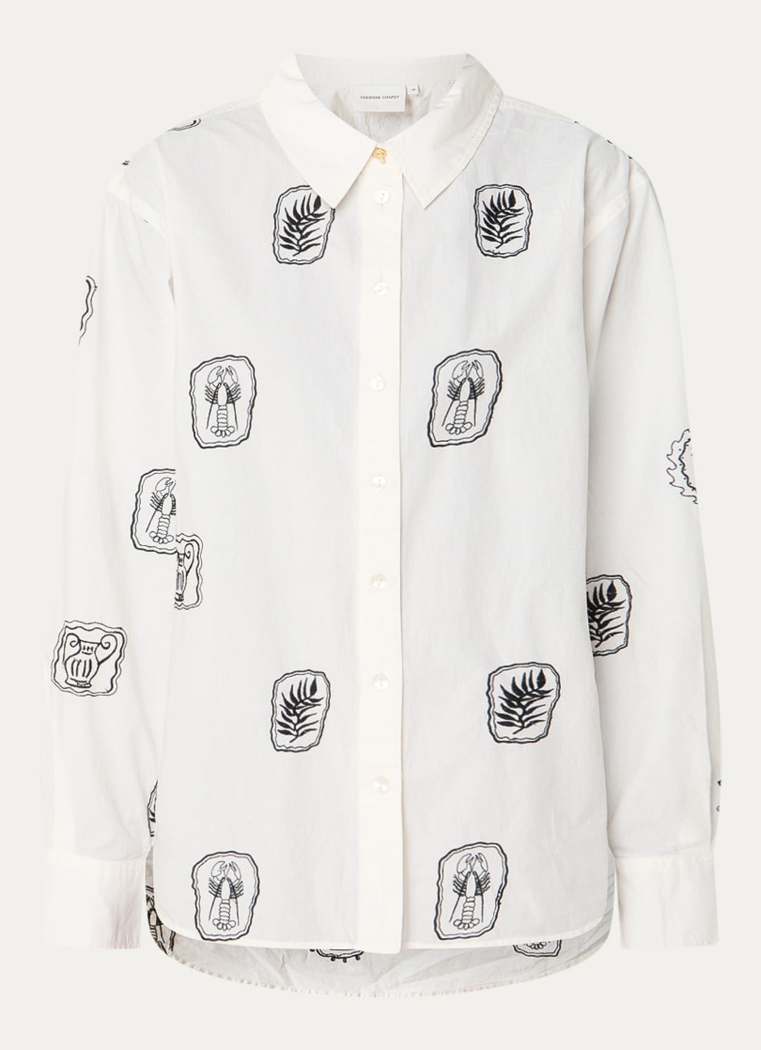 Fabienne Chapot Alex blouse met borduring - voorkant gebroken wit