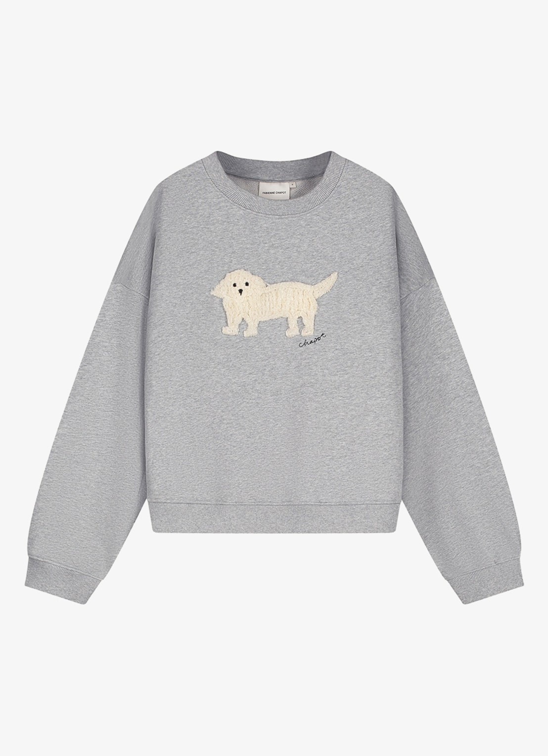 Fabienne Chapot Amy Puppy sweater met borduring - voorkant grijs