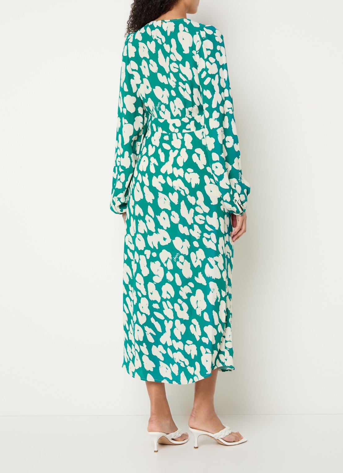 Fabienne Chapot Ana midi blousejurk met print - achterkant 3 groen