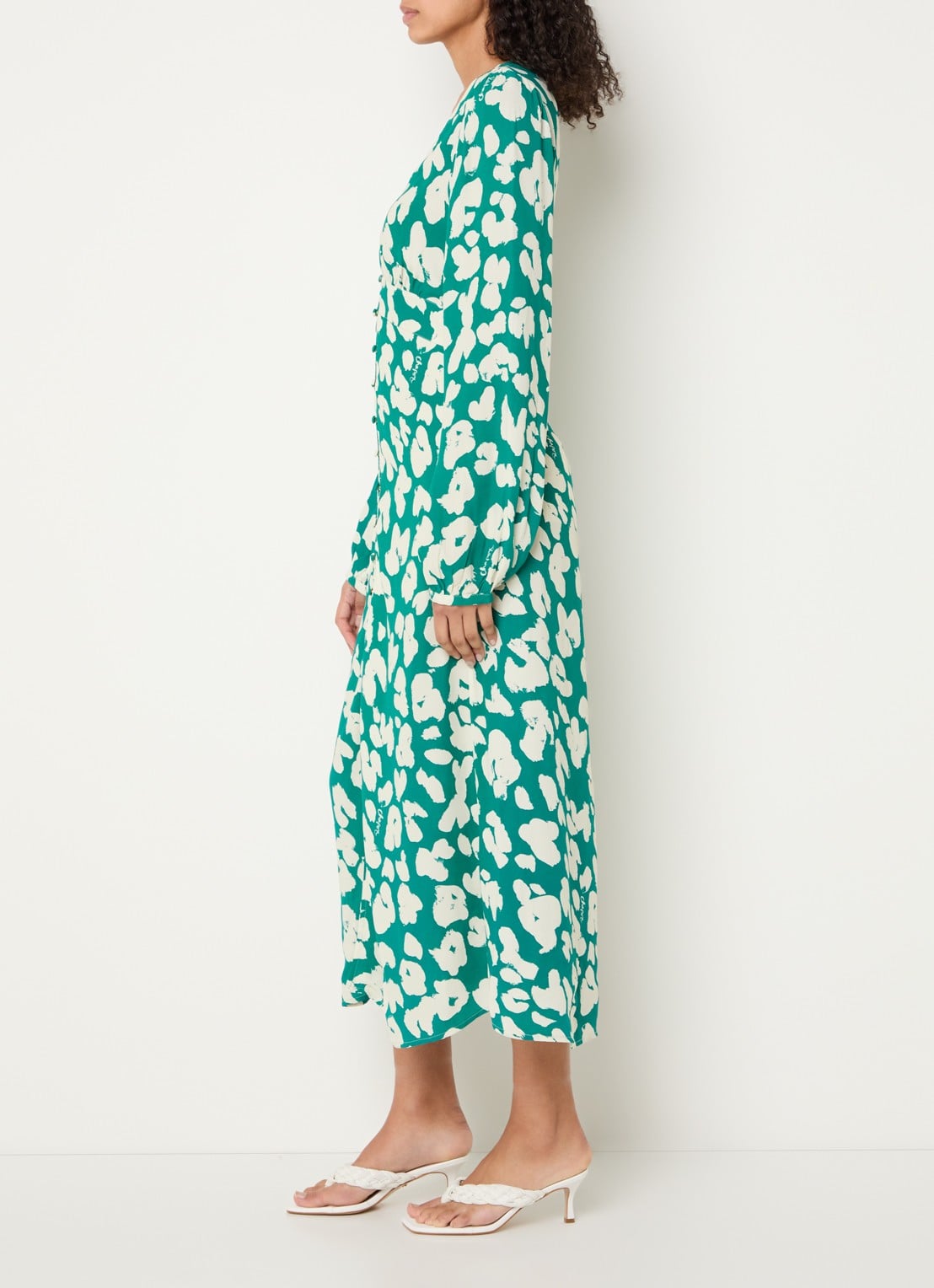 Fabienne Chapot Ana midi blousejurk met print - voorkant 2 groen