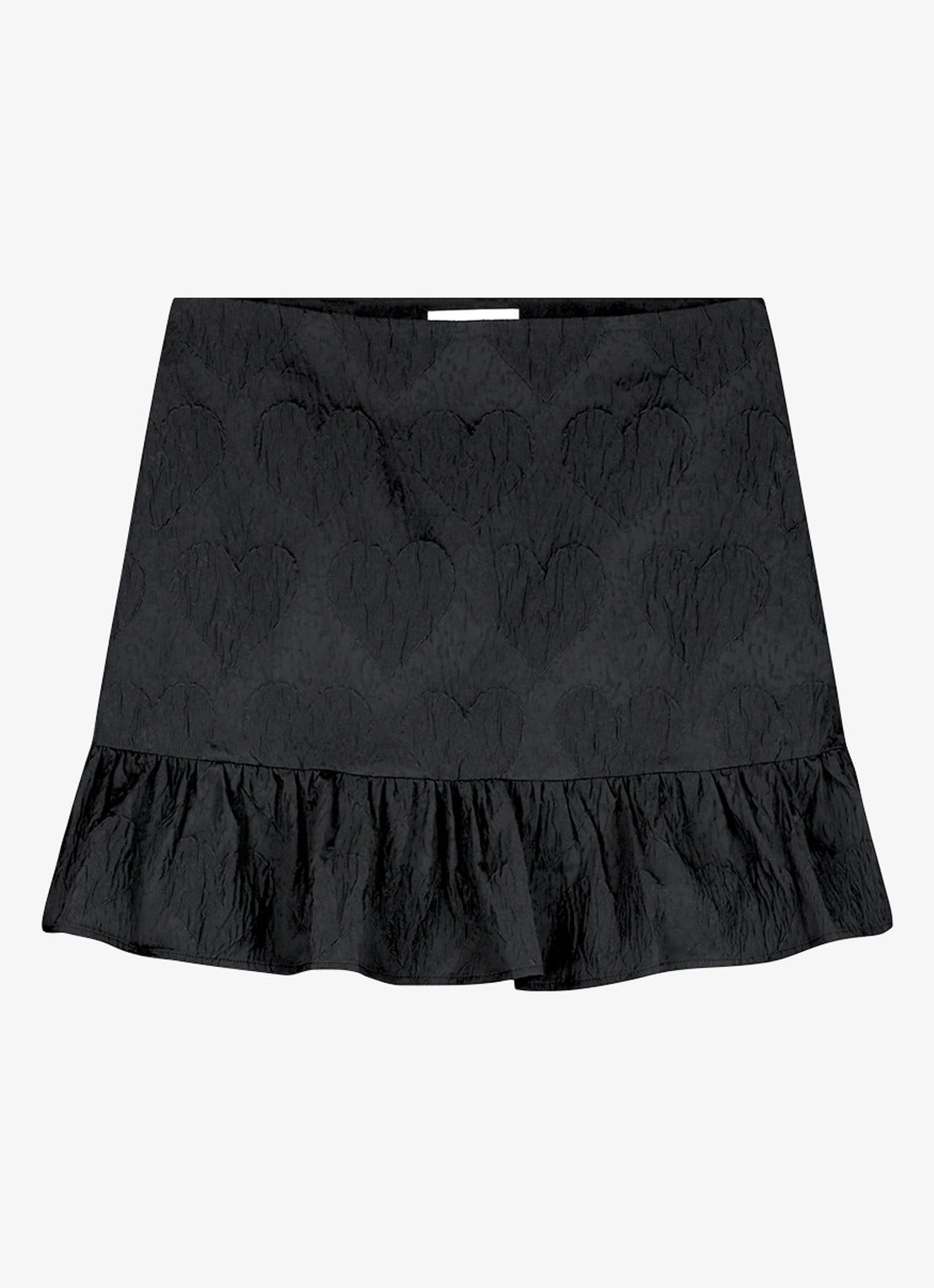 Fabienne Chapot Arlo mini rok met jacquard dessin en ruches - voorkant 3 zwart