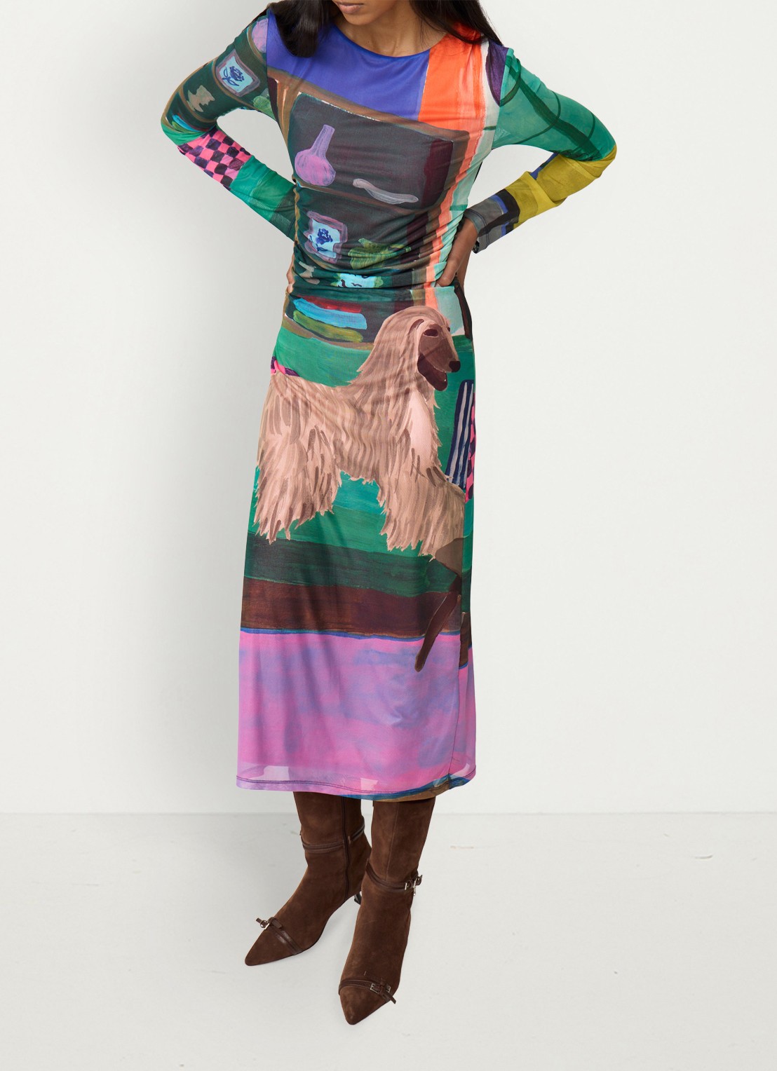 Fabienne Chapot Ashley midi jurk van mesh met print - detail 2 groen