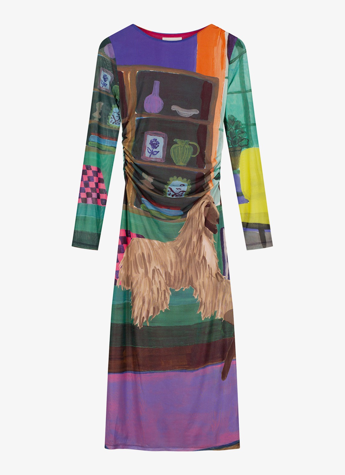 Fabienne Chapot Ashley midi jurk van mesh met print - voorkant 4 groen