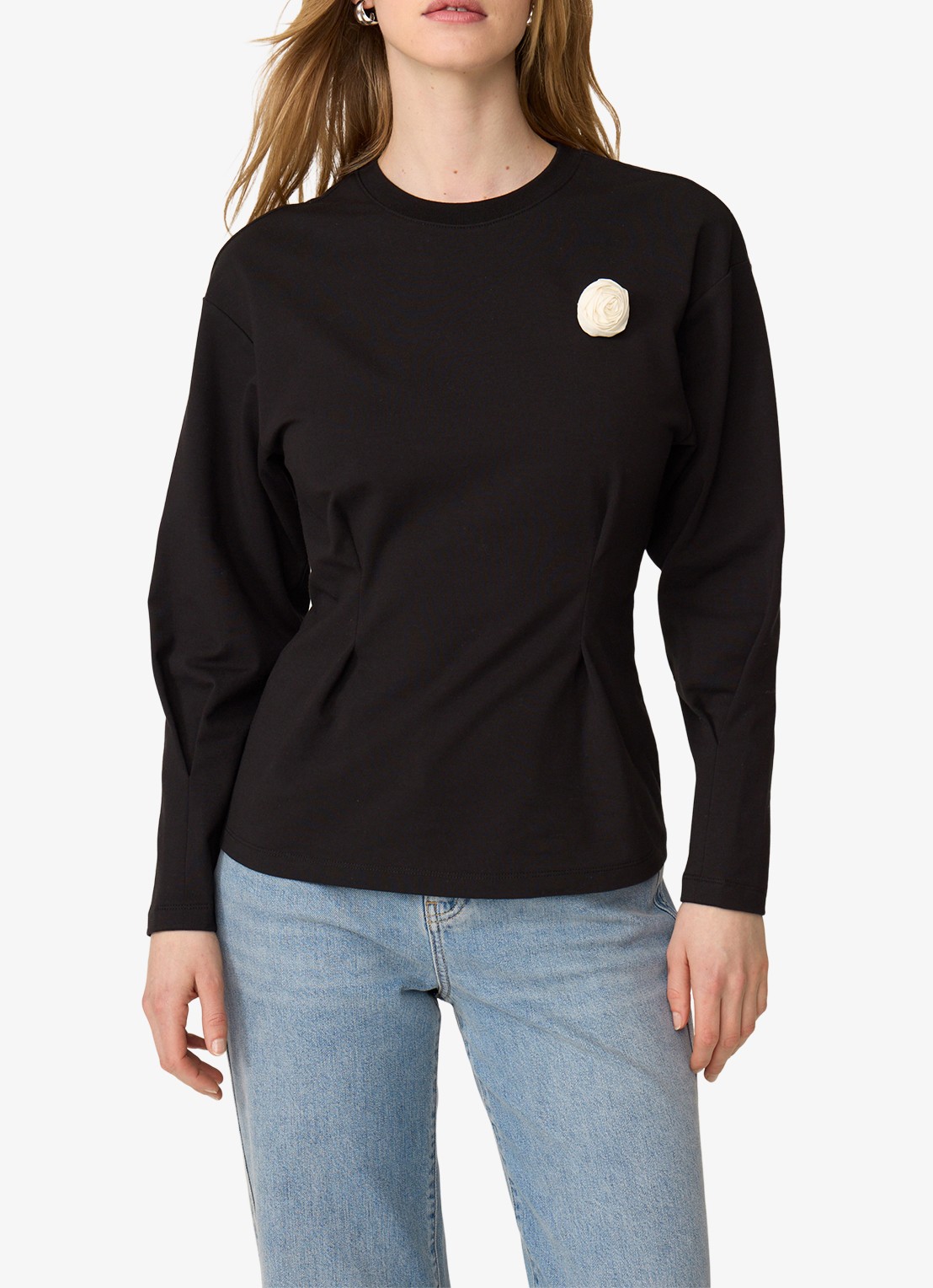 Fabienne Chapot Asta longsleeve met plooidetail - detail 2 zwart