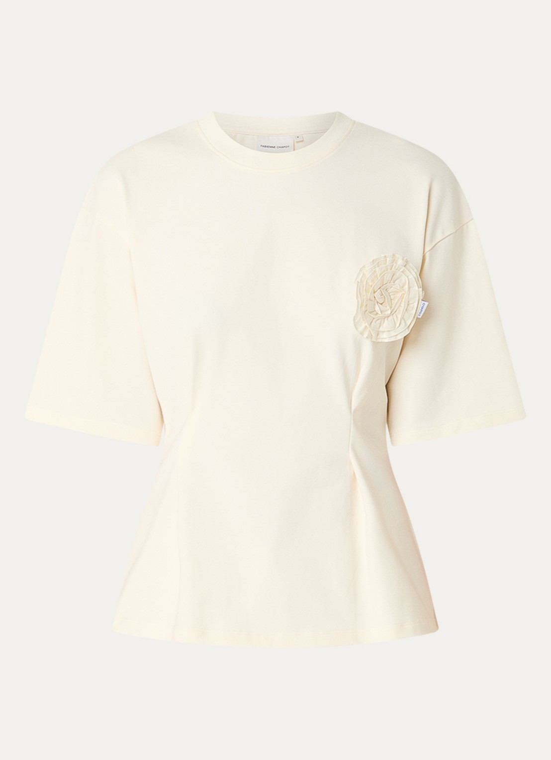 Fabienne Chapot Asta T-shirt met applicatie - voorkant gebroken wit