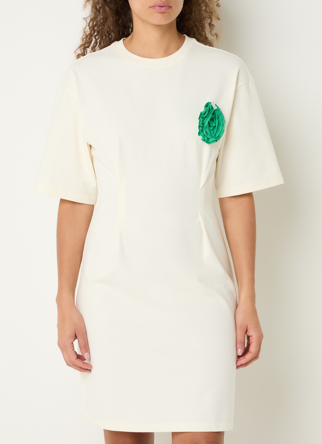 Fabienne Chapot Astan midi jurk met stretch - detail creme