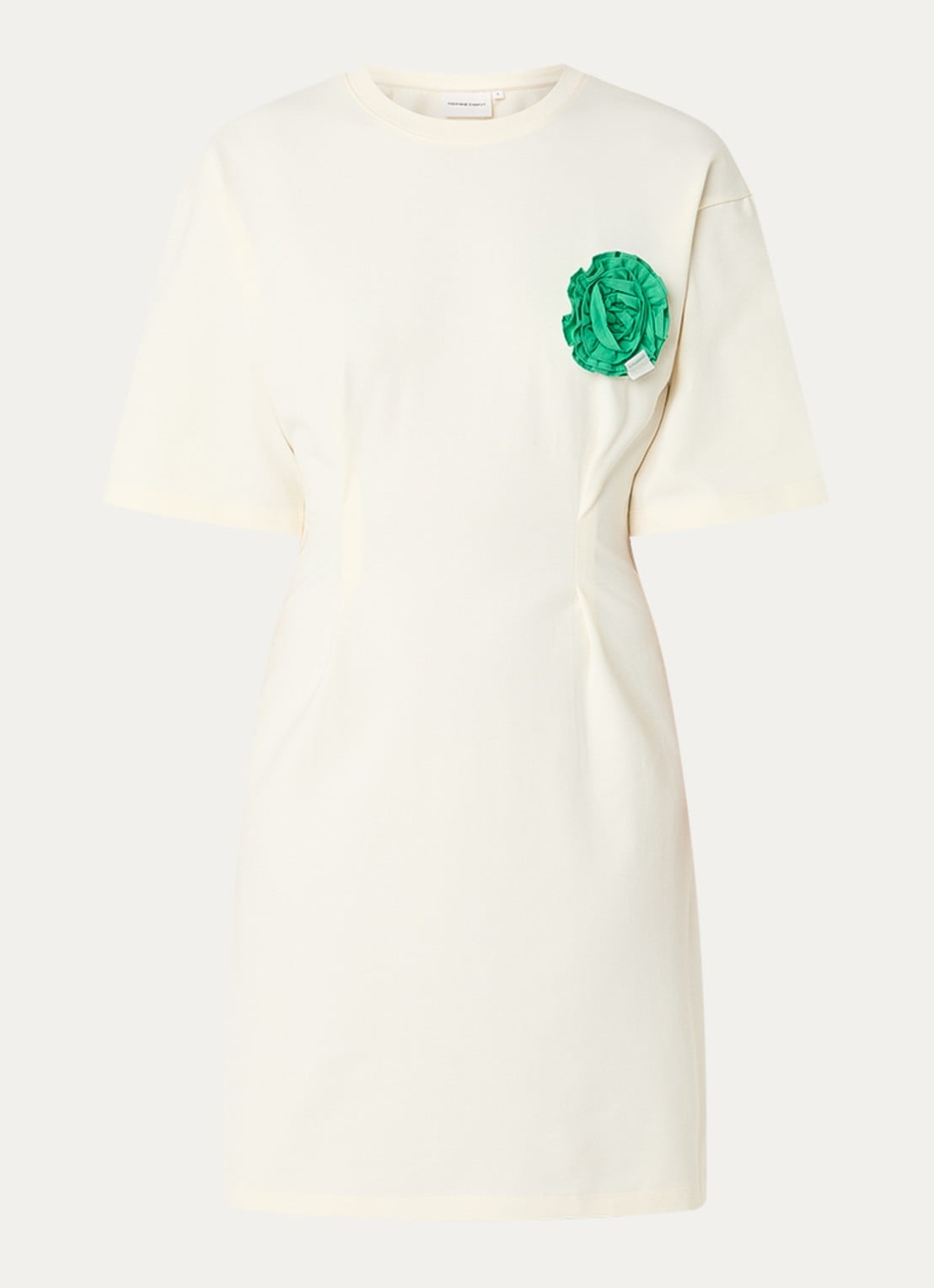 Fabienne Chapot Astan midi jurk met stretch - voorkant 2 creme