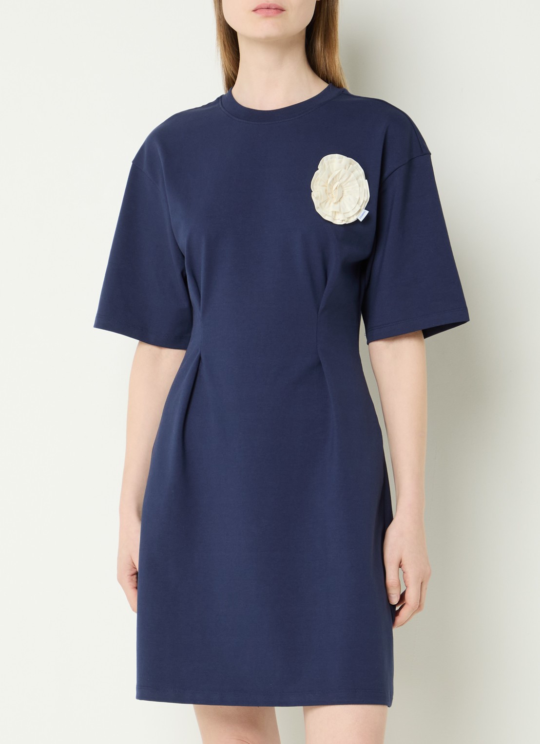 Fabienne Chapot Astan mini jurk met applicatie - detail donkerblauw