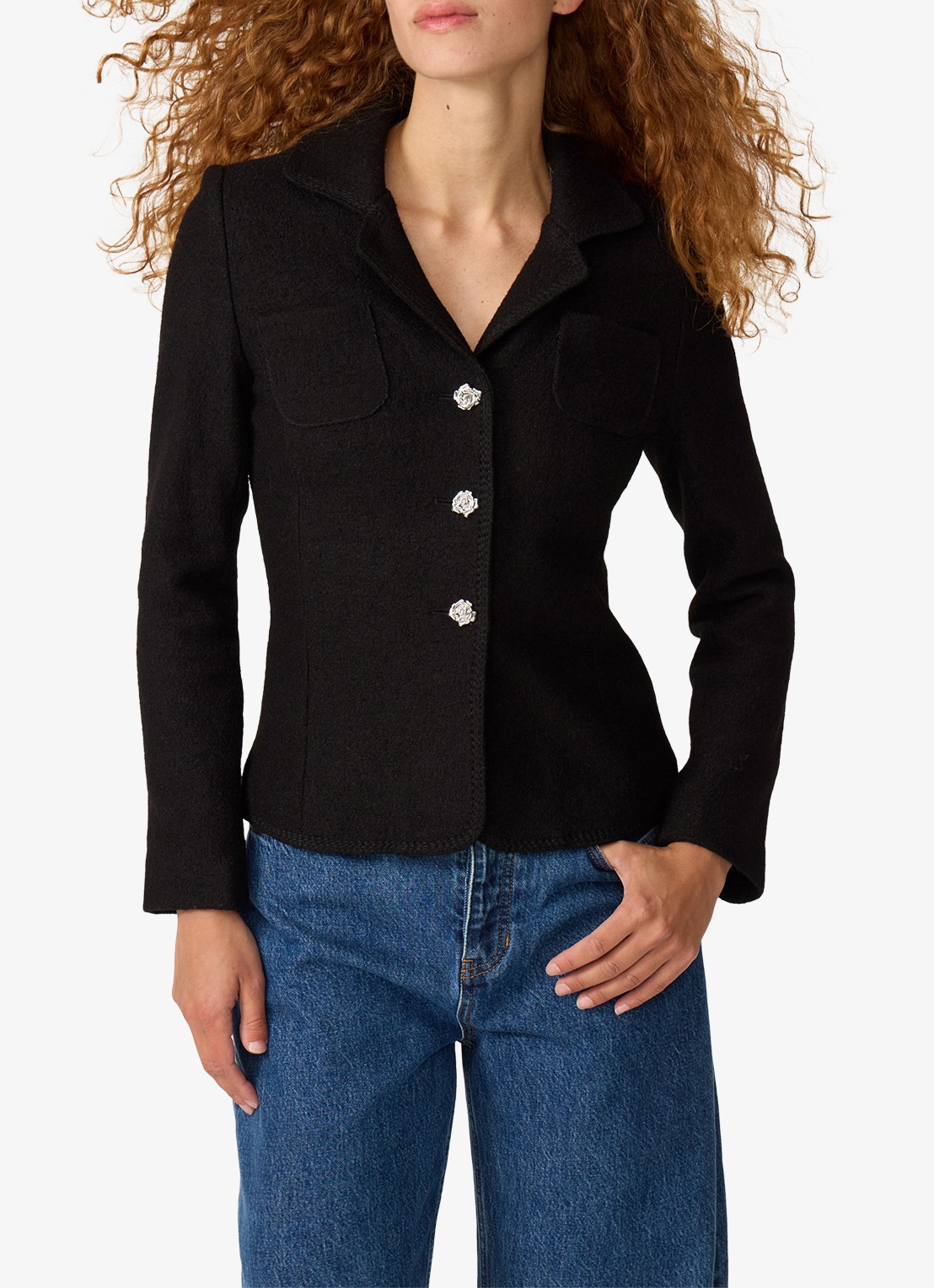 Fabienne Chapot Baby getailleerde blazer in wolblend - detail zwart