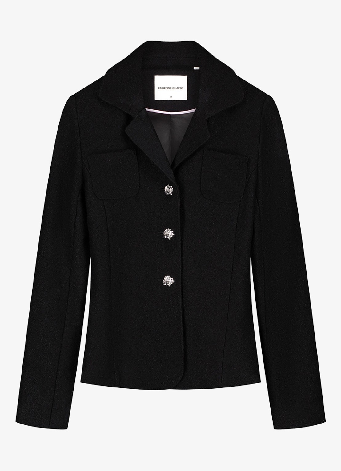 Fabienne Chapot Baby getailleerde blazer in wolblend - voorkant 4 zwart