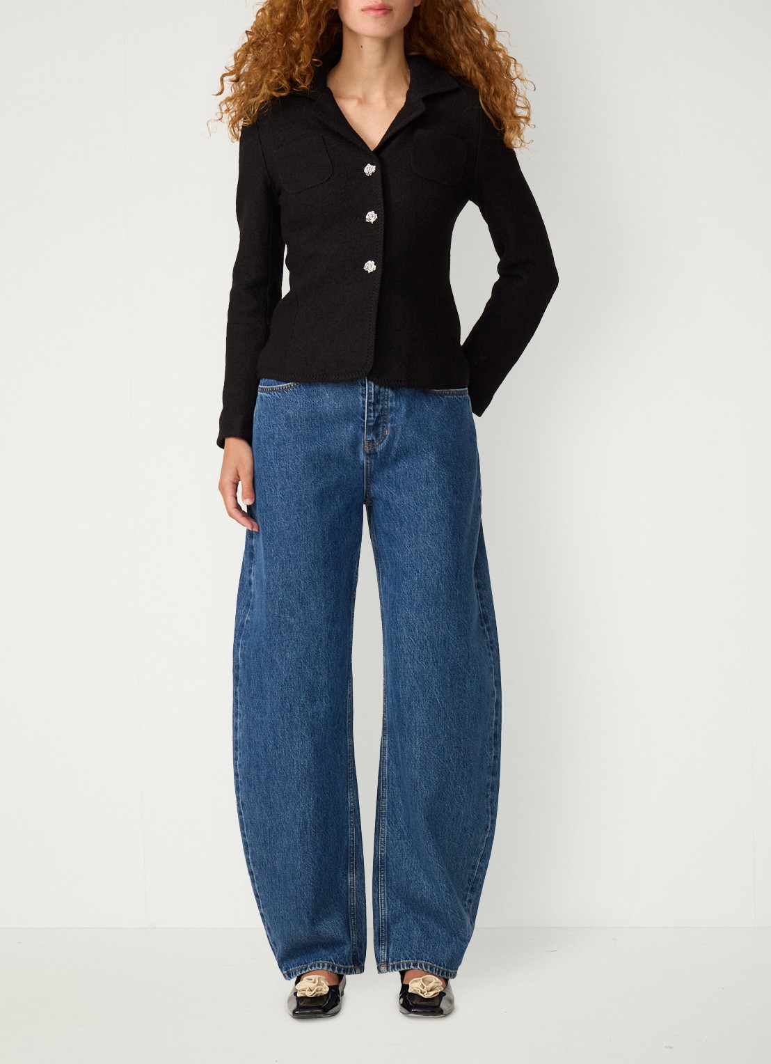 Fabienne Chapot Baby getailleerde blazer in wolblend - voorkant 5 zwart