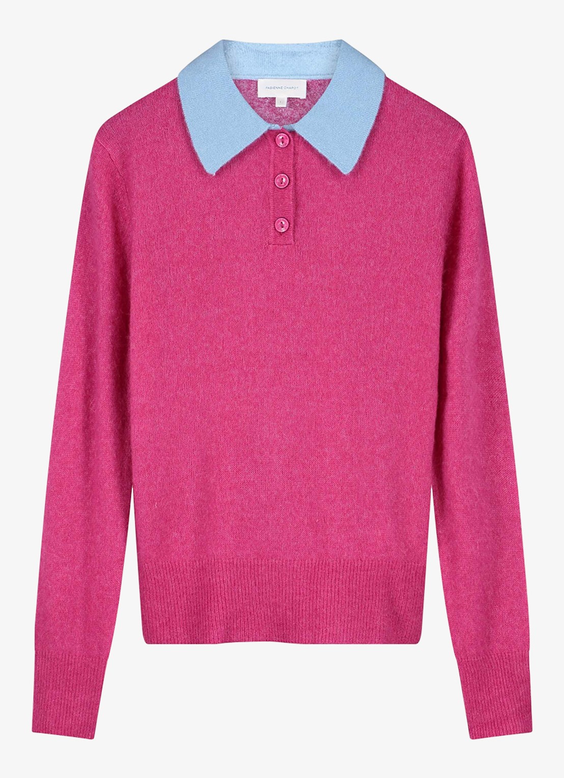 Fabienne Chapot Barbara fijngebreide pullover in wolblend - voorkant 4 fuchsia