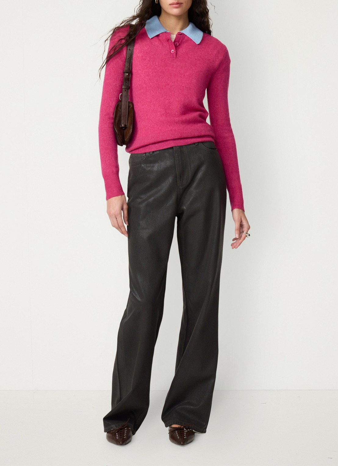 Fabienne Chapot Barbara fijngebreide pullover in wolblend - voorkant 5 fuchsia