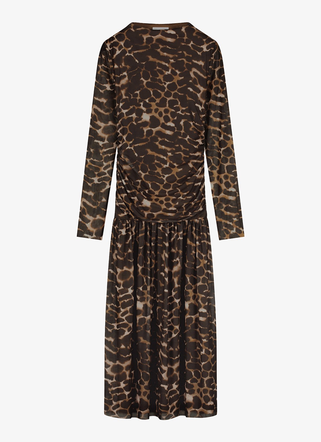 Fabienne Chapot Bello midi jurk met dierenprint en mesh - voorkant 2 bruin