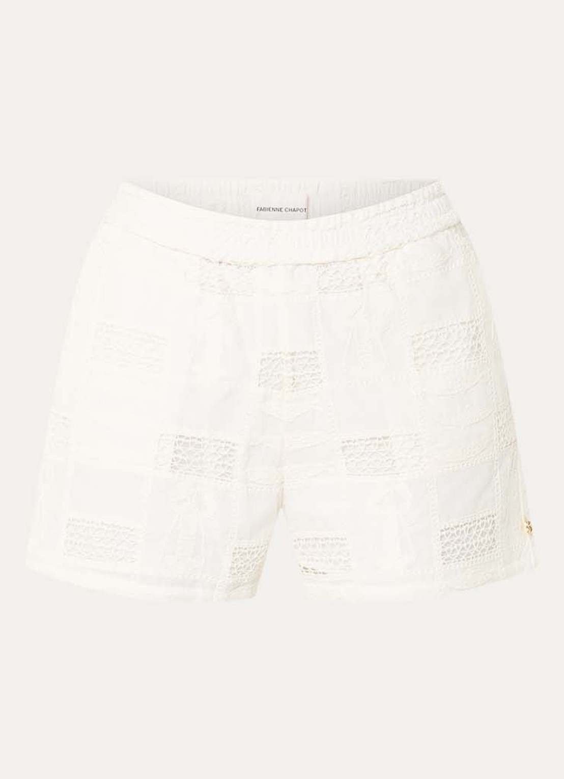 Fabienne Chapot Ben high waist loose fit korte broek met borduring - voorkant gebroken wit