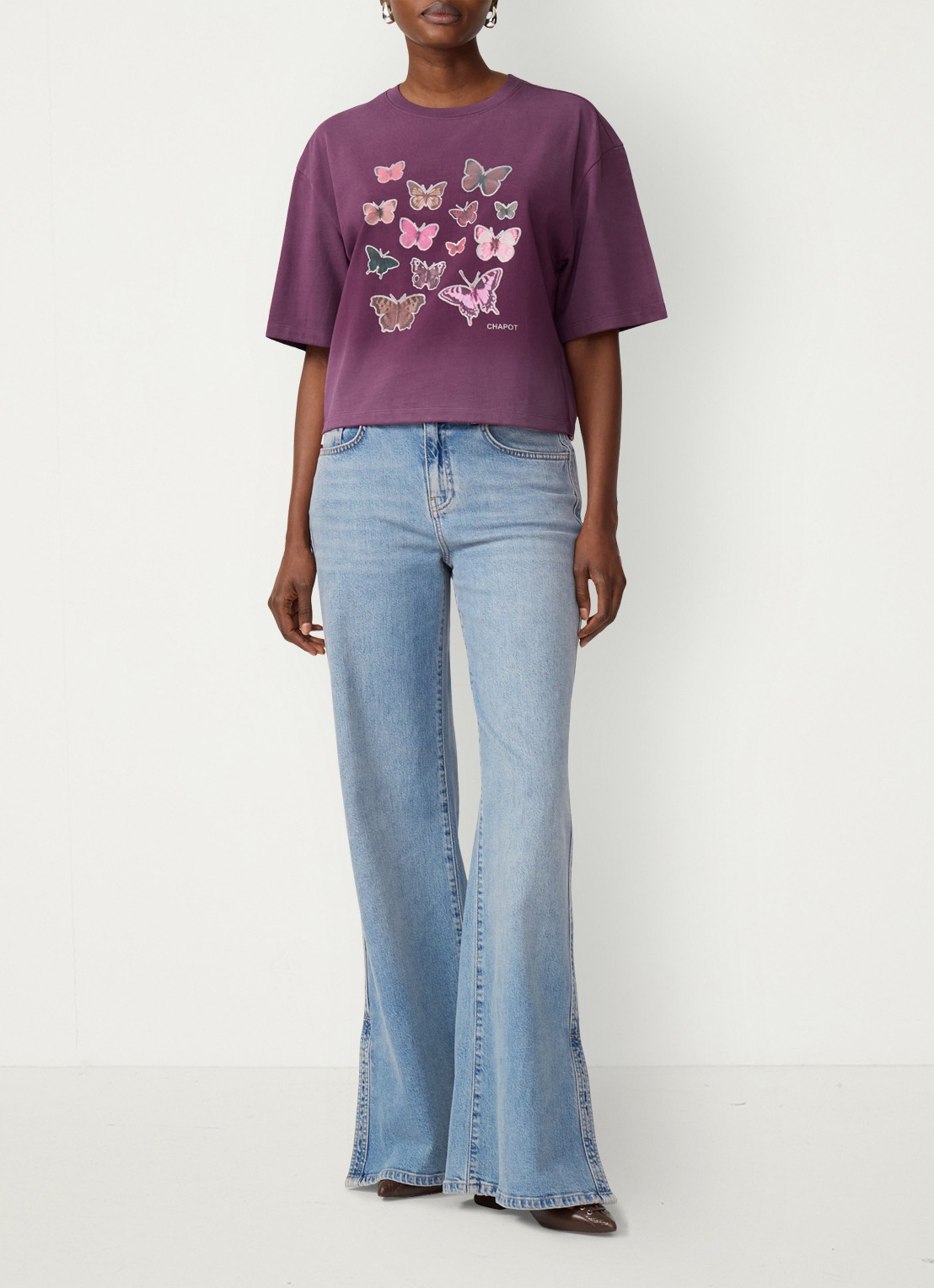 Fabienne Chapot Benja T-shirt met print - voorkant 2 paars