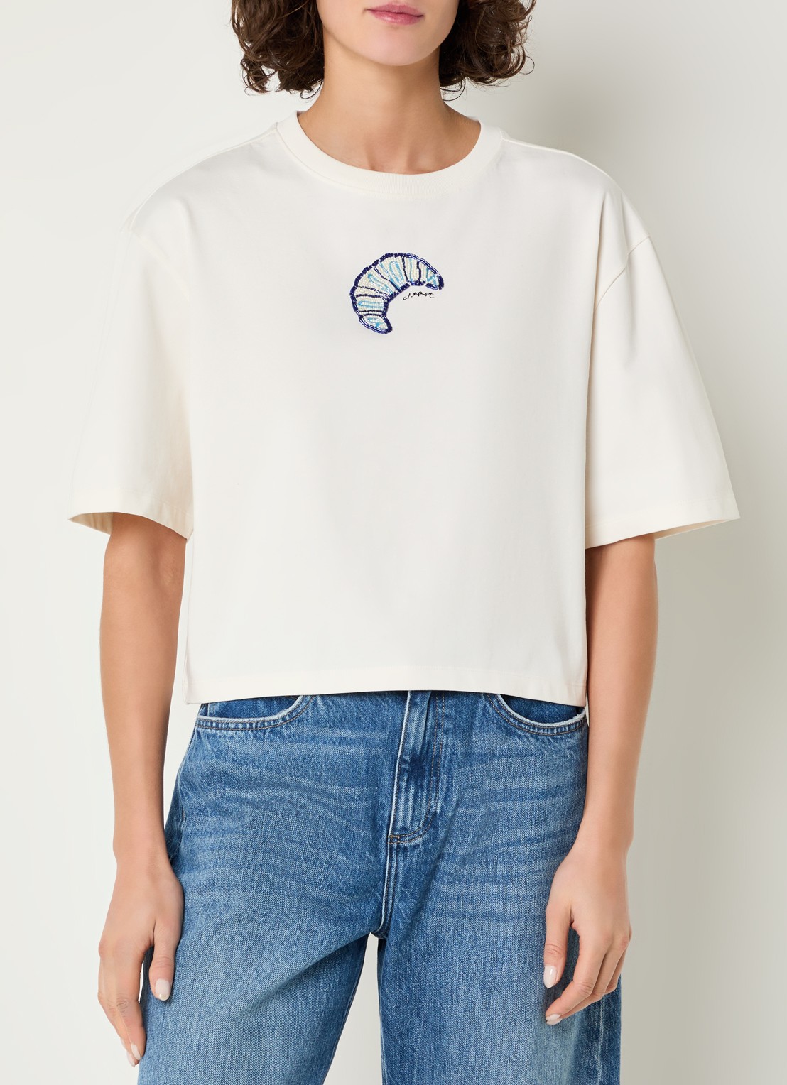 Fabienne Chapot Benja T-shirt met strass - detail gebroken wit