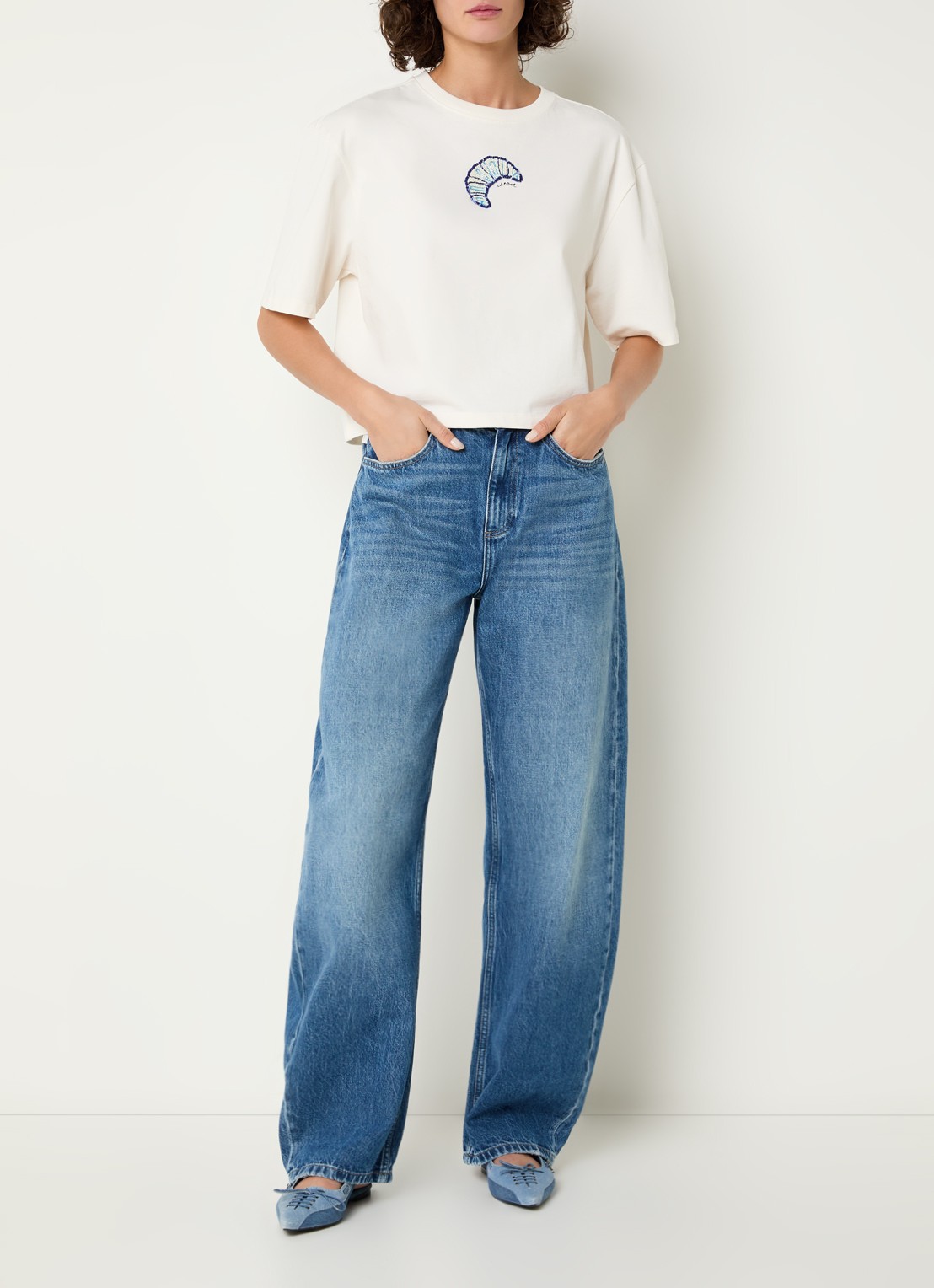 Fabienne Chapot Benja T-shirt met strass - voorkant 3 gebroken wit
