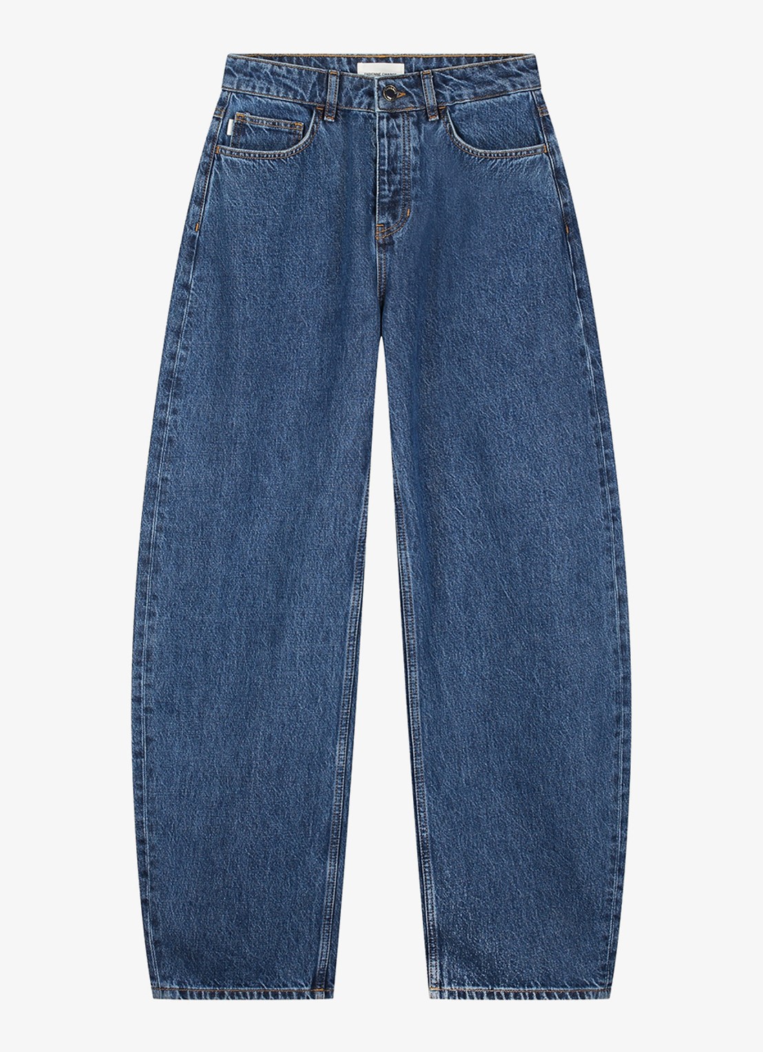Fabienne Chapot Betty high waist barrel jeans met medium wassing - voorkant 3 denim