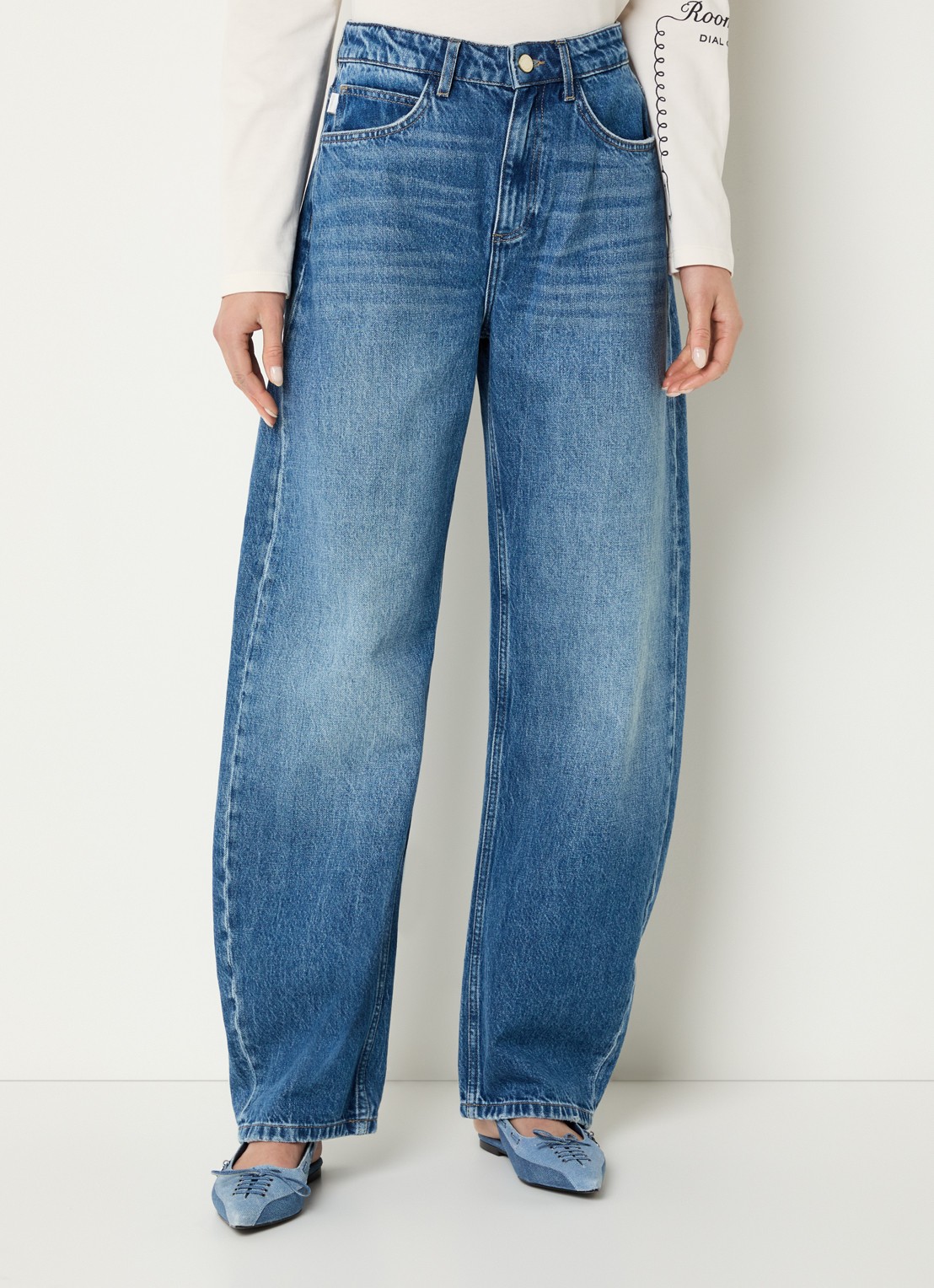 Fabienne Chapot Betty high waist loose fit jeans met medium wassing - detail 3 indigo