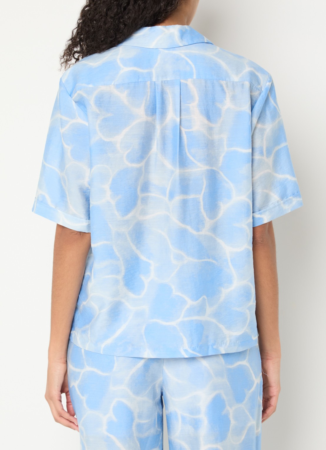Fabienne Chapot Brock blouse in linnenblend met print - achterkant lichtblauw