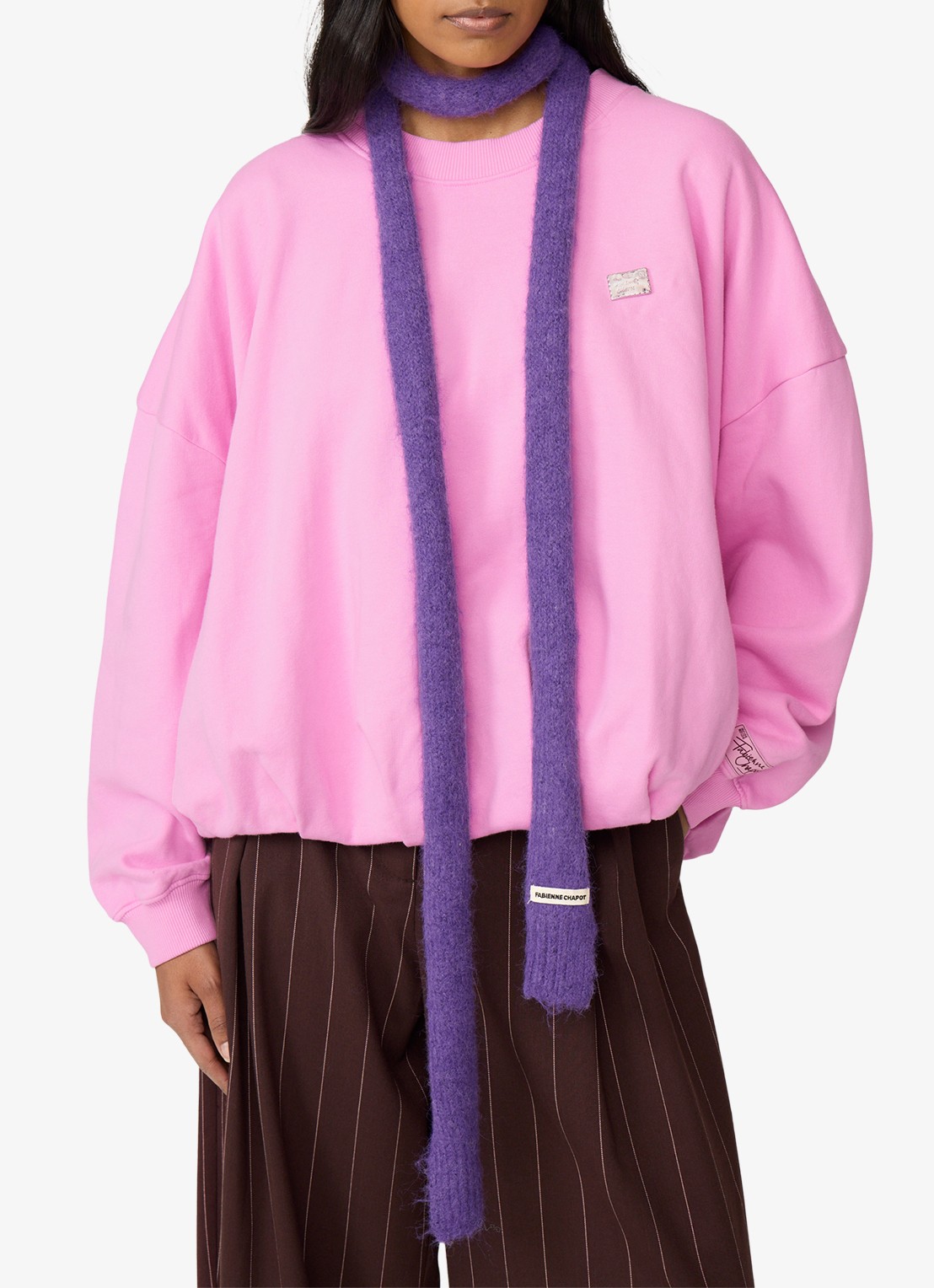 Fabienne Chapot Bubble sweater met plooidetail - detail roze