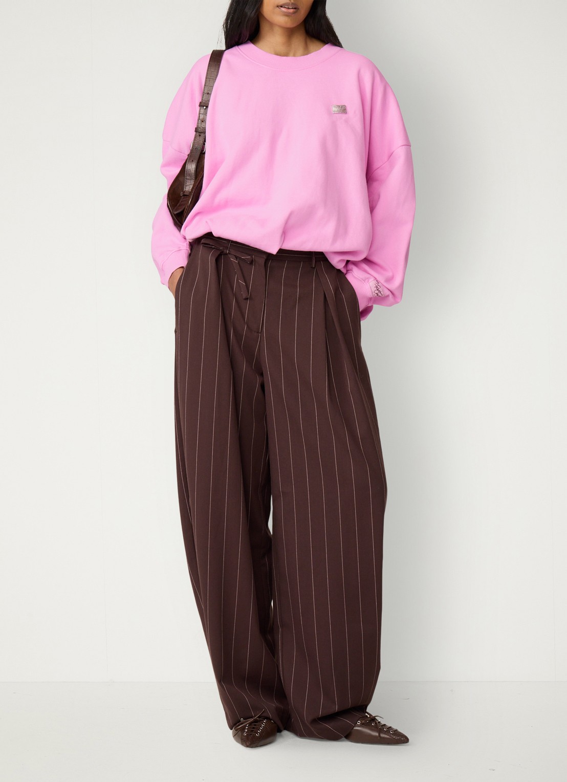 Fabienne Chapot Bubble sweater met plooidetail - voorkant 5 roze