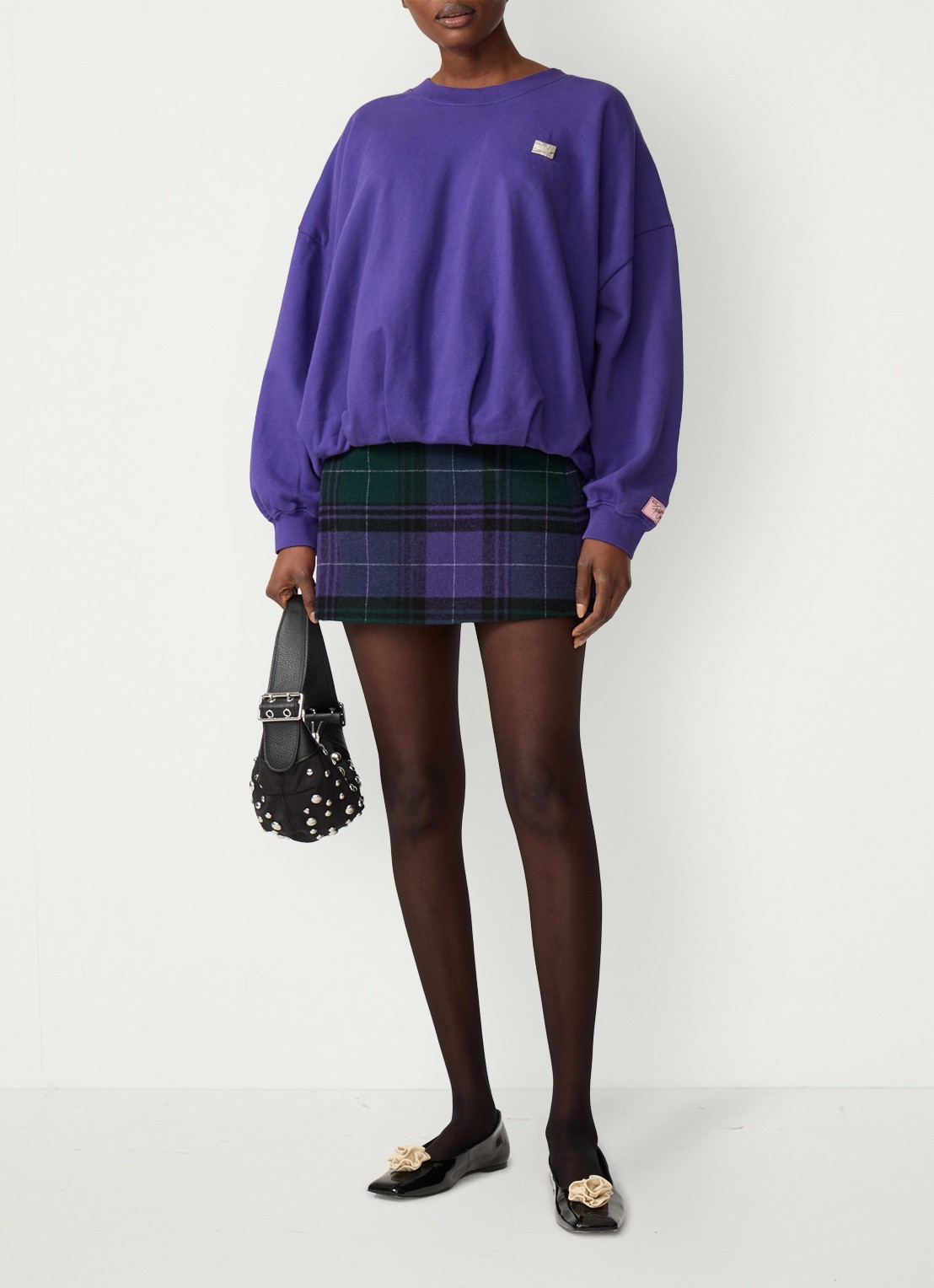 Fabienne Chapot Bubble sweater met plooidetail - voorkant 4 paars