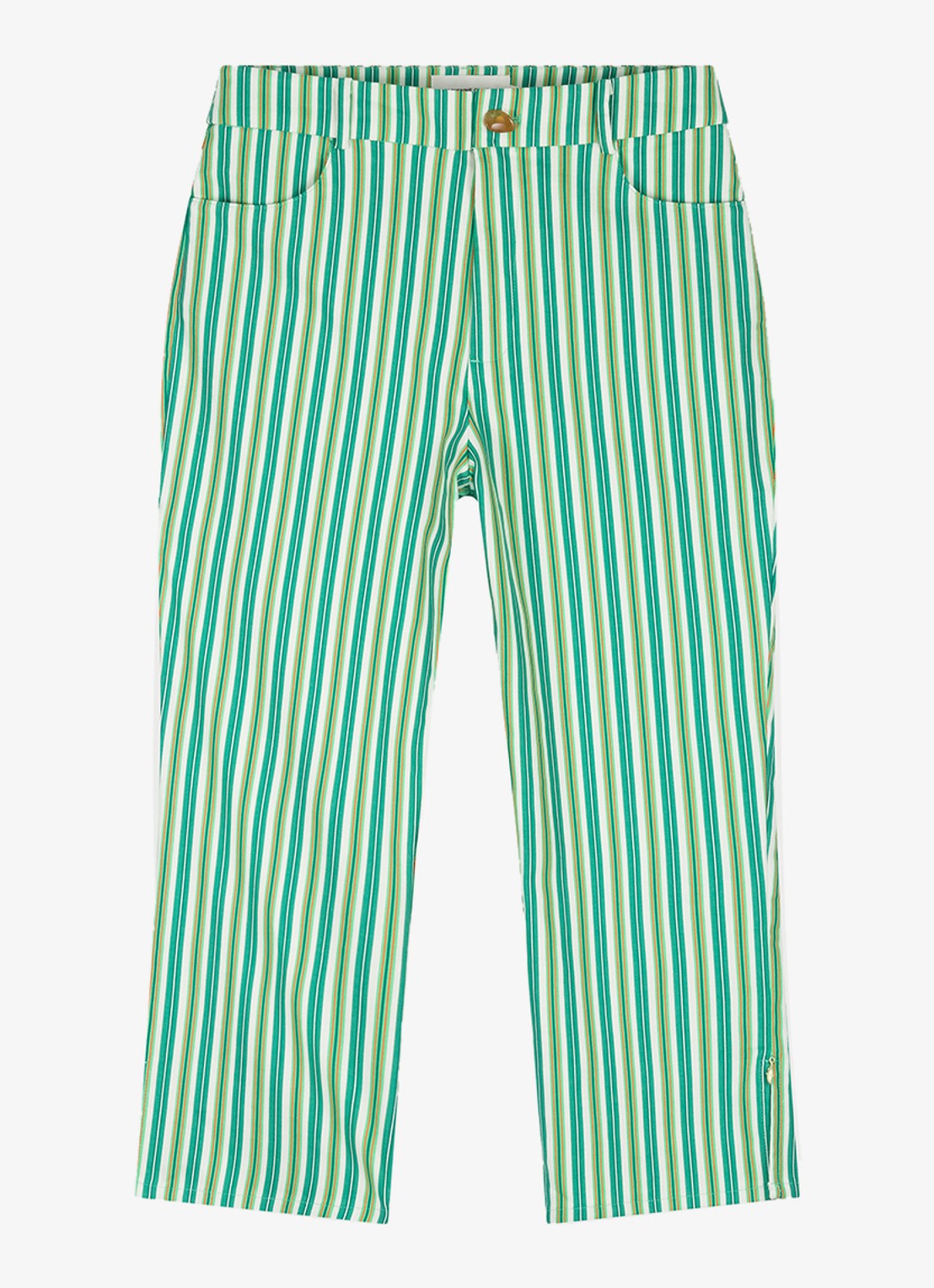 Fabienne Chapot Camilio high waist flared fit broek in linnenblend - voorkant 4 donkergroen