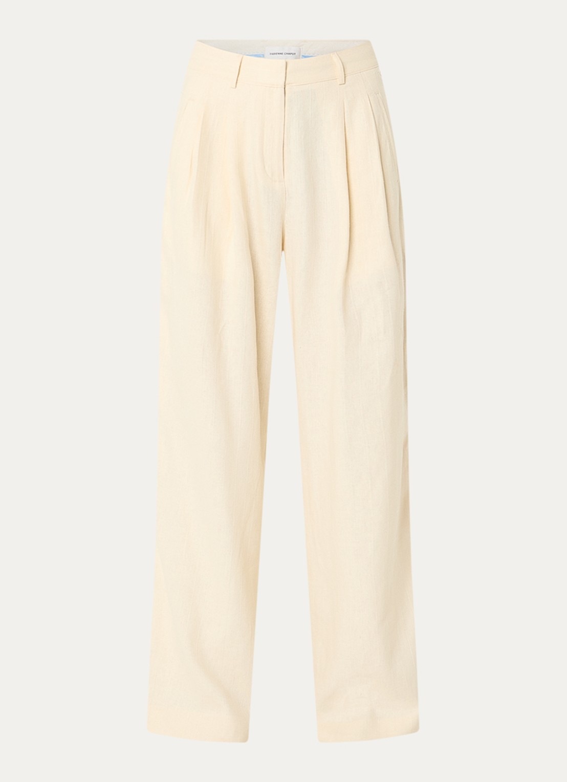 Fabienne Chapot Carlie high waist loose fit pantalon in linnenblend - voorkant 2 creme