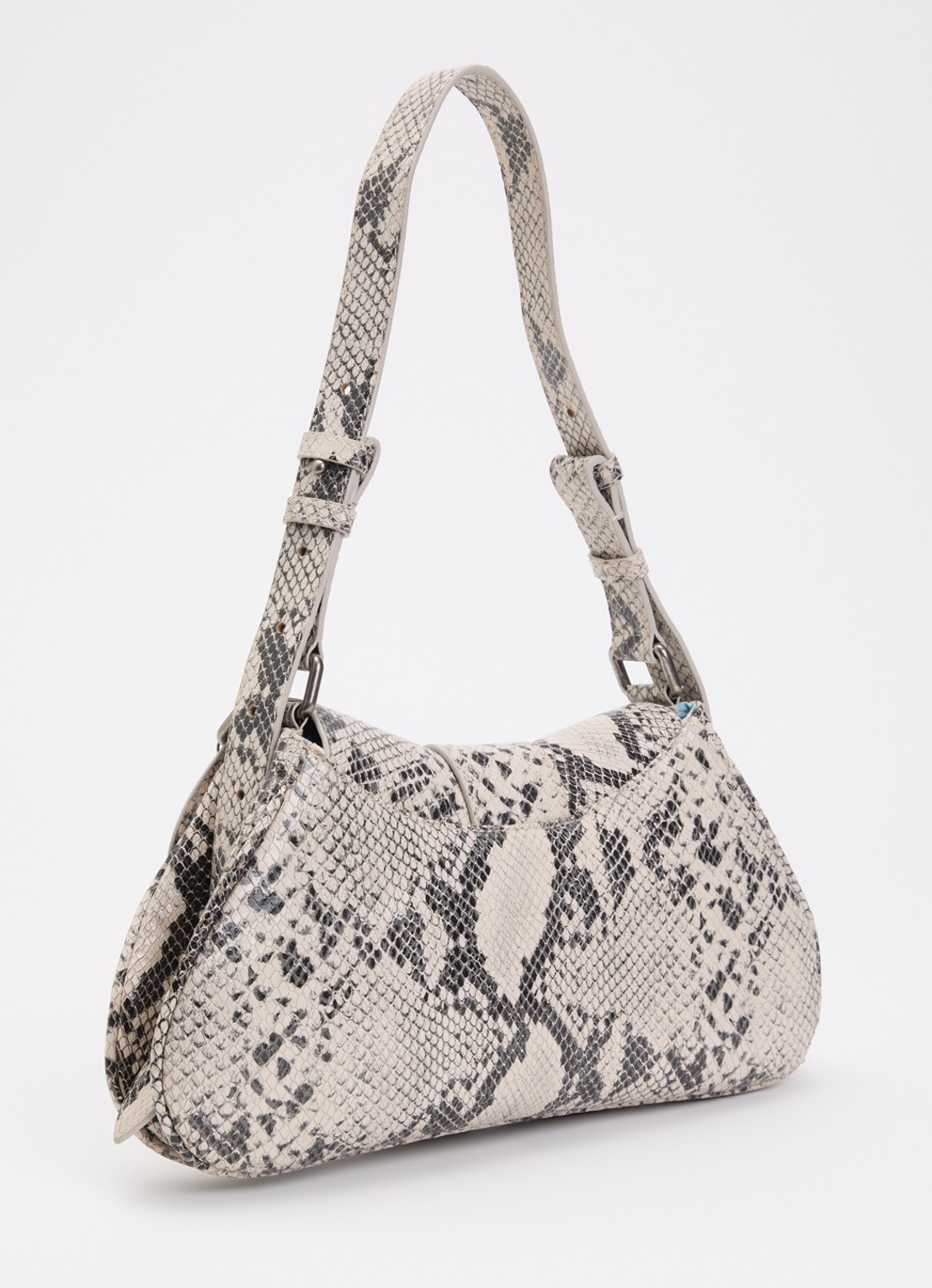 Fabienne Chapot Chapot schoudertas van leer met slangenprint - achterkant 2 beige