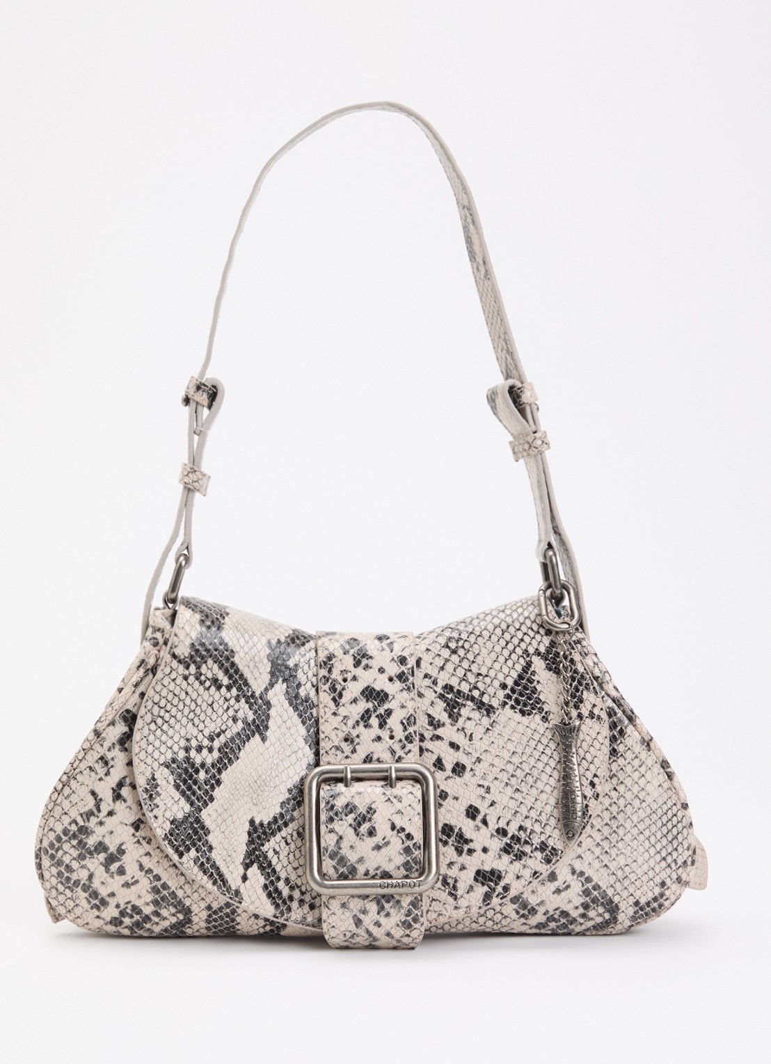 Fabienne Chapot Chapot schoudertas van leer met slangenprint - voorkant beige