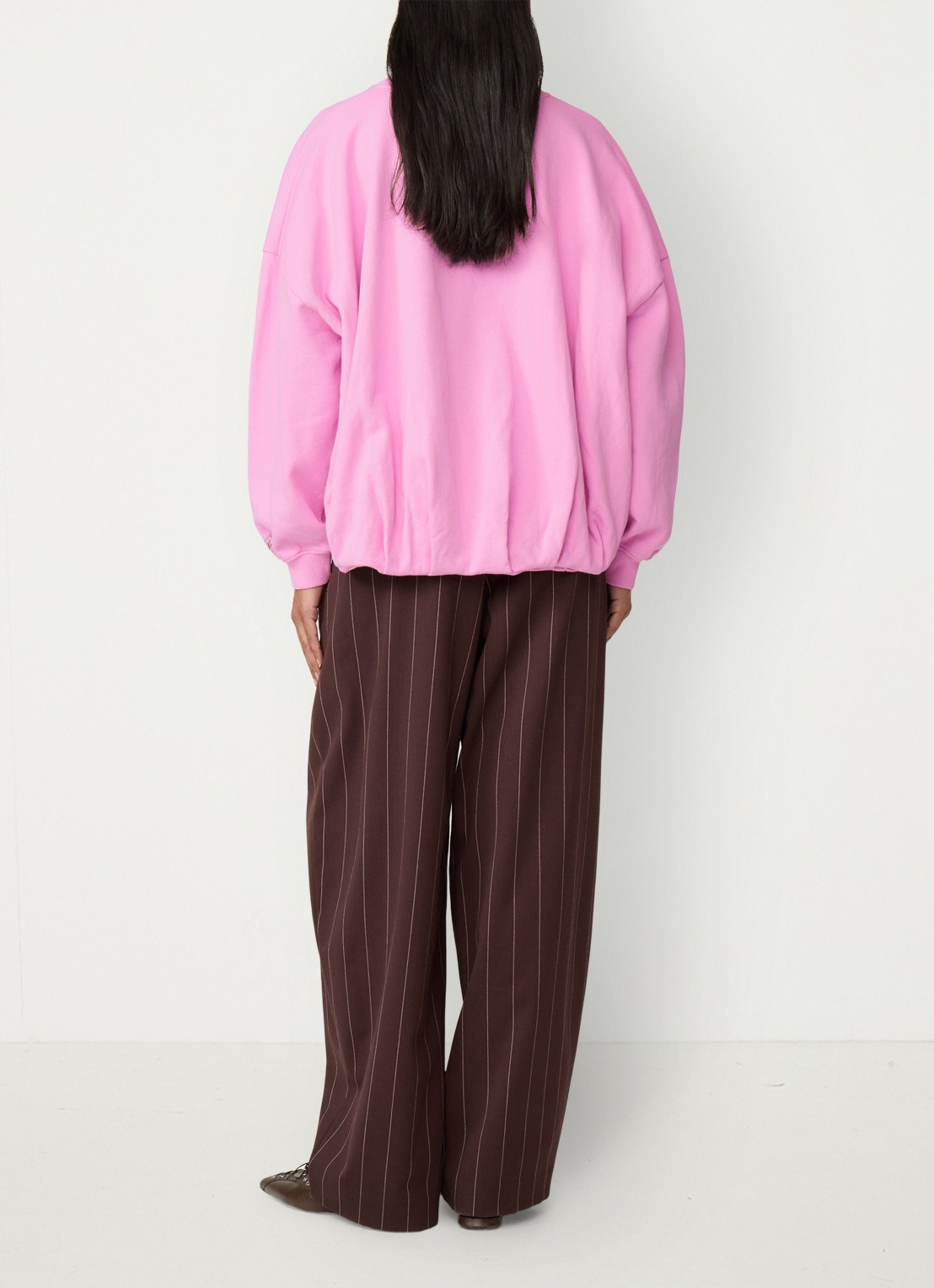 Fabienne Chapot Charlot high waist balloon fit pantalon met streepprint - achterkant bruin