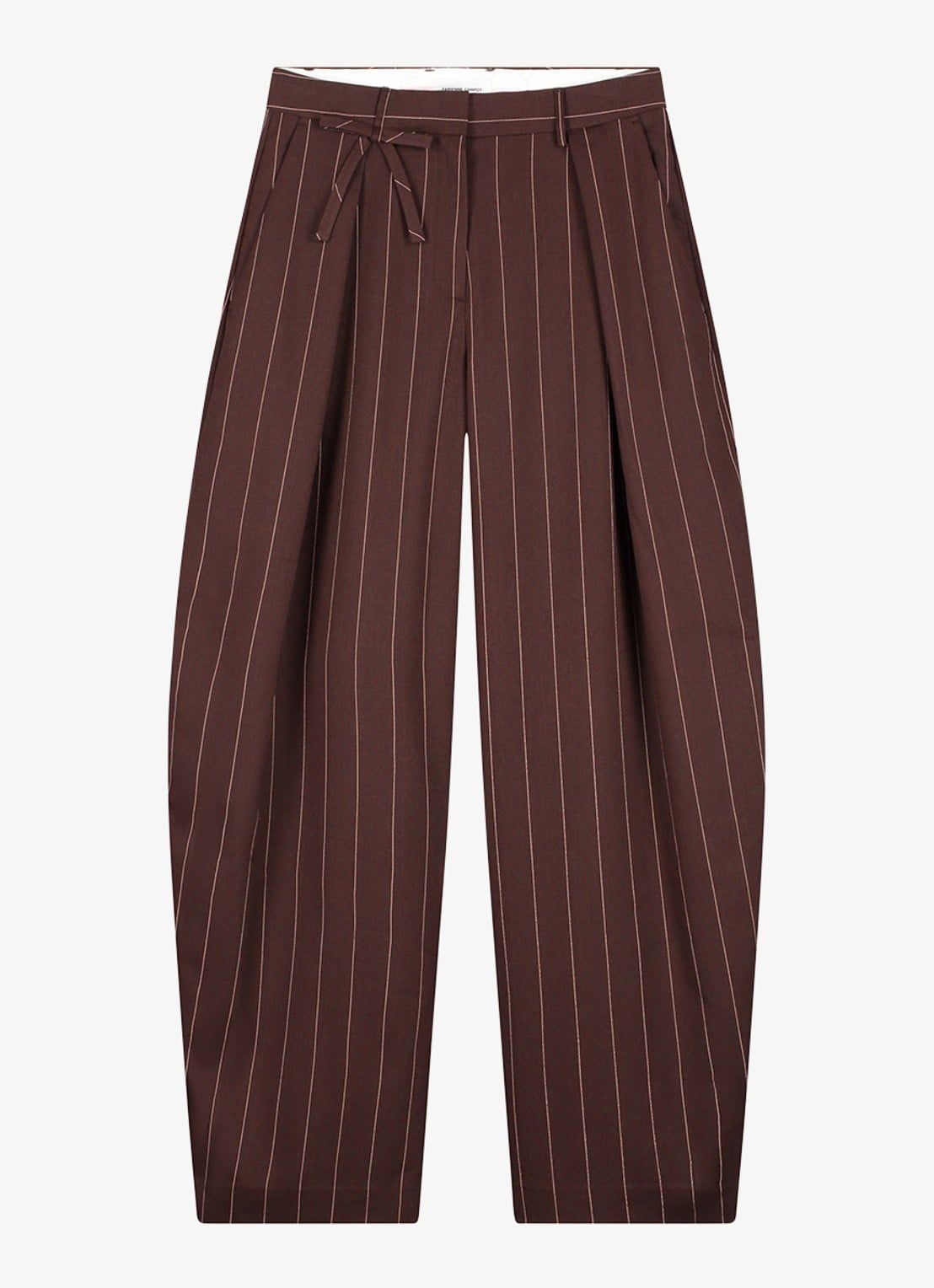 Fabienne Chapot Charlot high waist balloon fit pantalon met streepprint - voorkant bruin