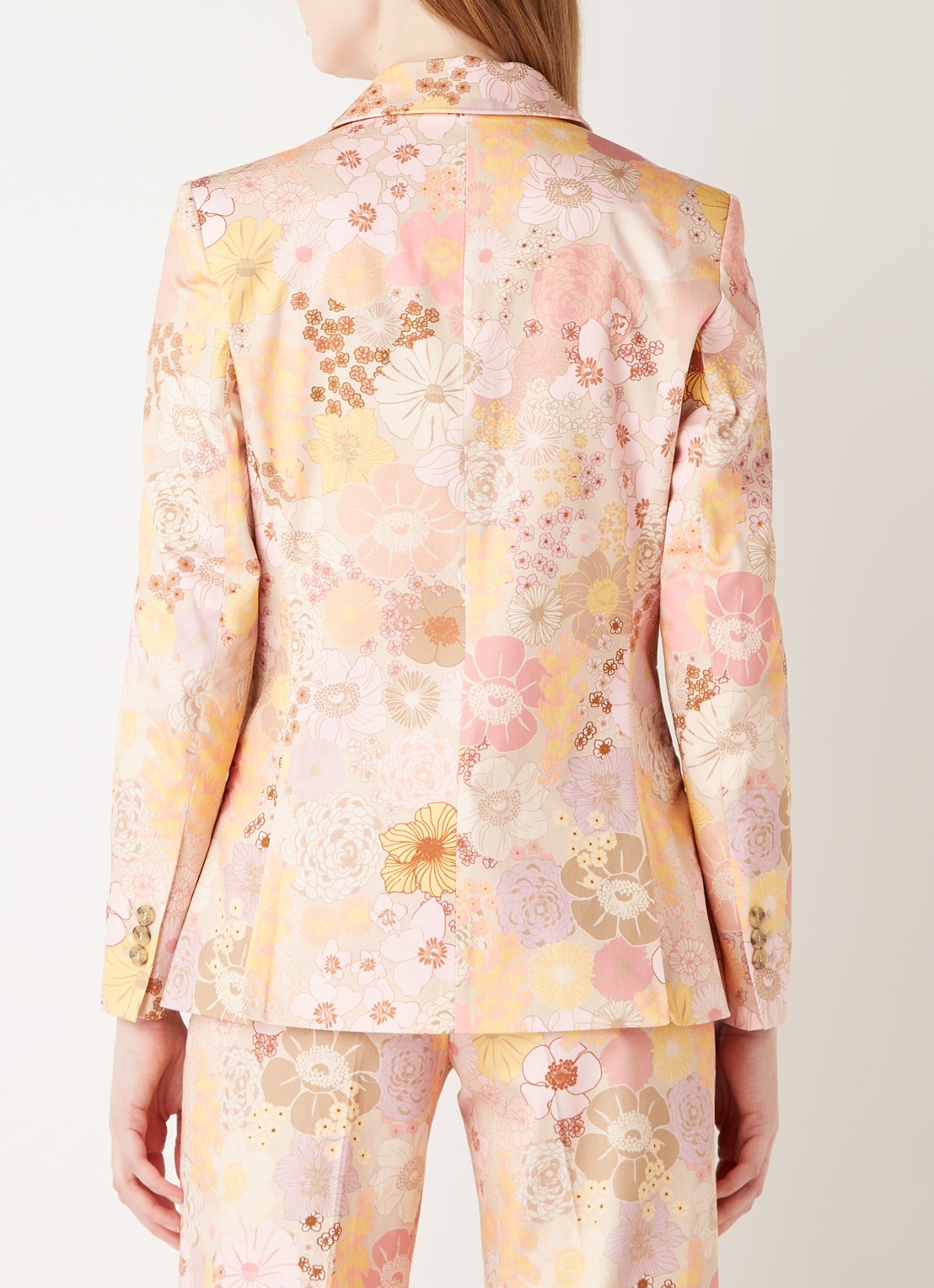 Fabienne Chapot City blazer met bloemenprint - achterkant 4 lichtroze