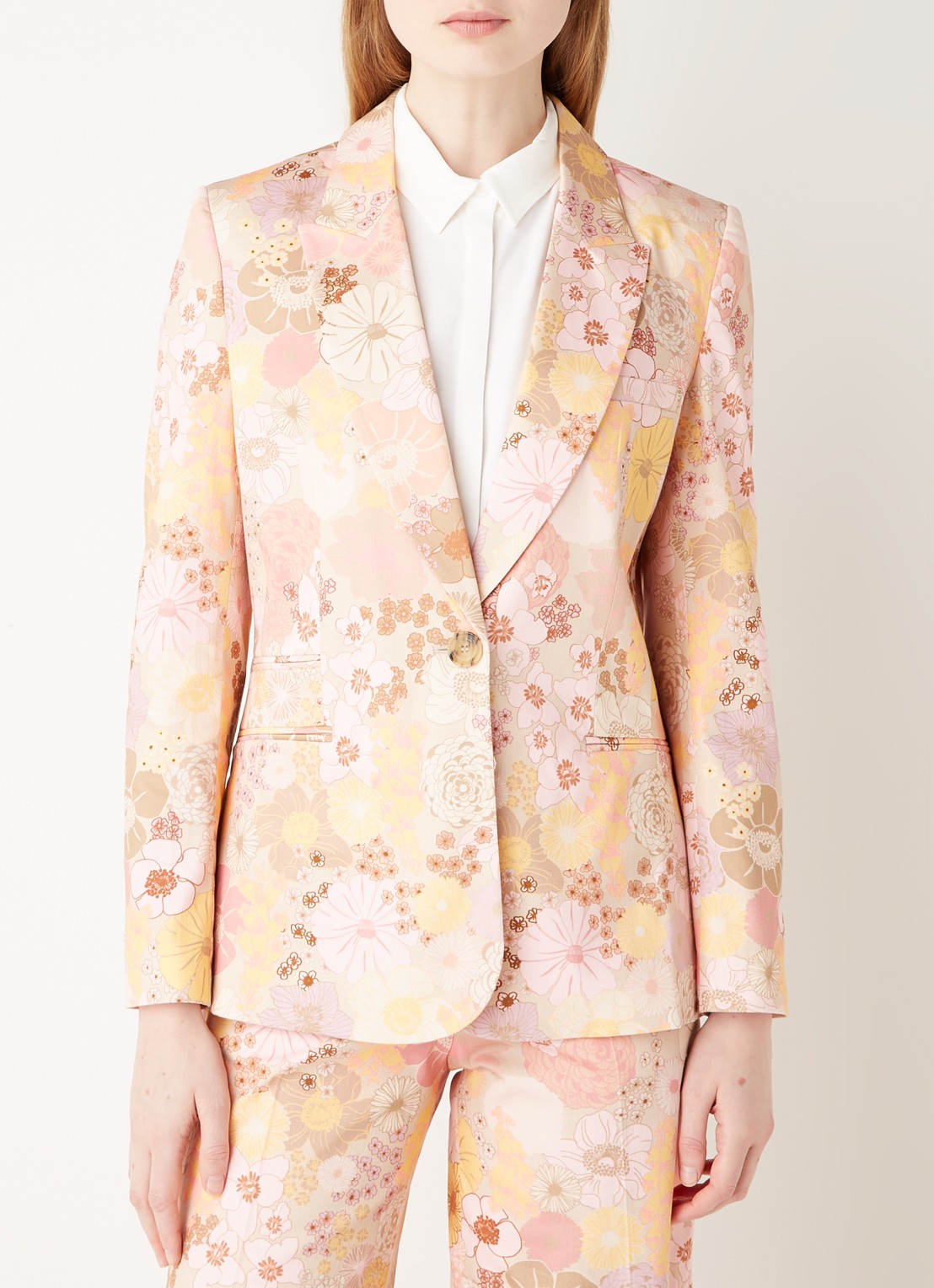 Fabienne Chapot City blazer met bloemenprint - detail 3 lichtroze
