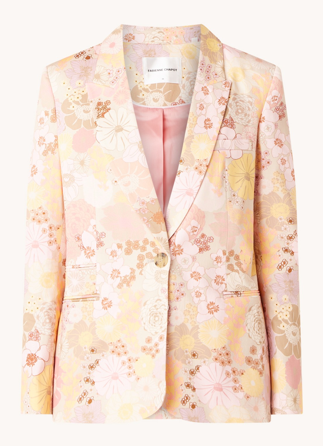 Fabienne Chapot City blazer met bloemenprint - voorkant lichtroze
