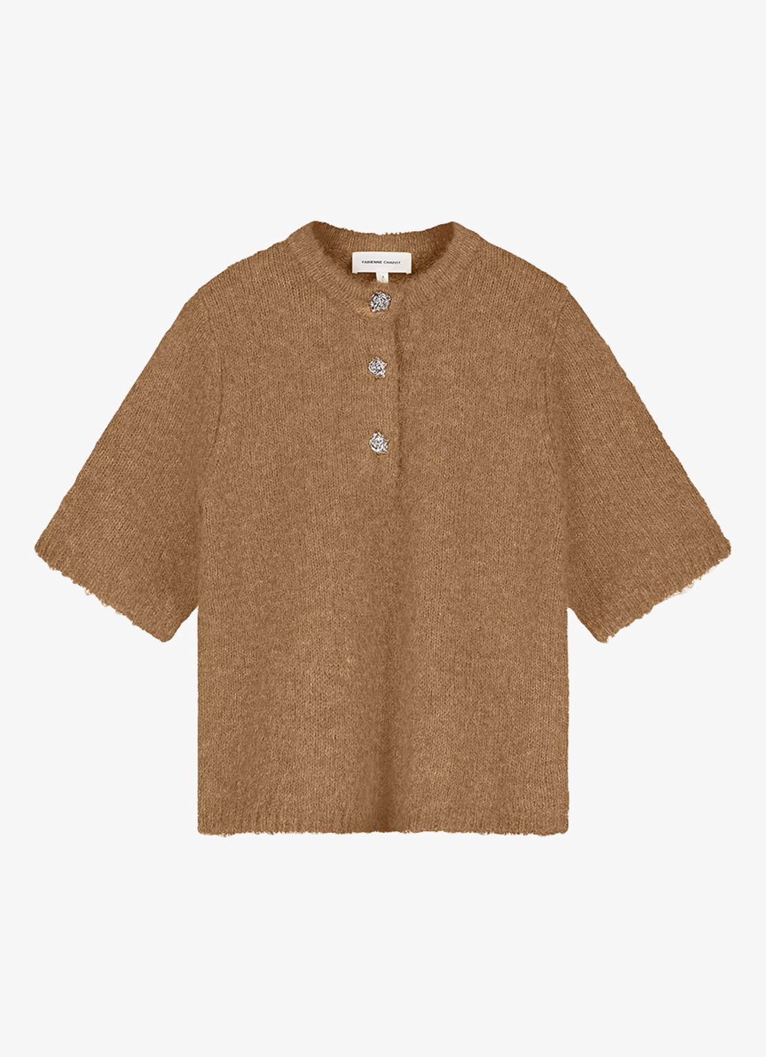 Fabienne Chapot Coco fijngebreide pullover in wolblend - voorkant 3 camel