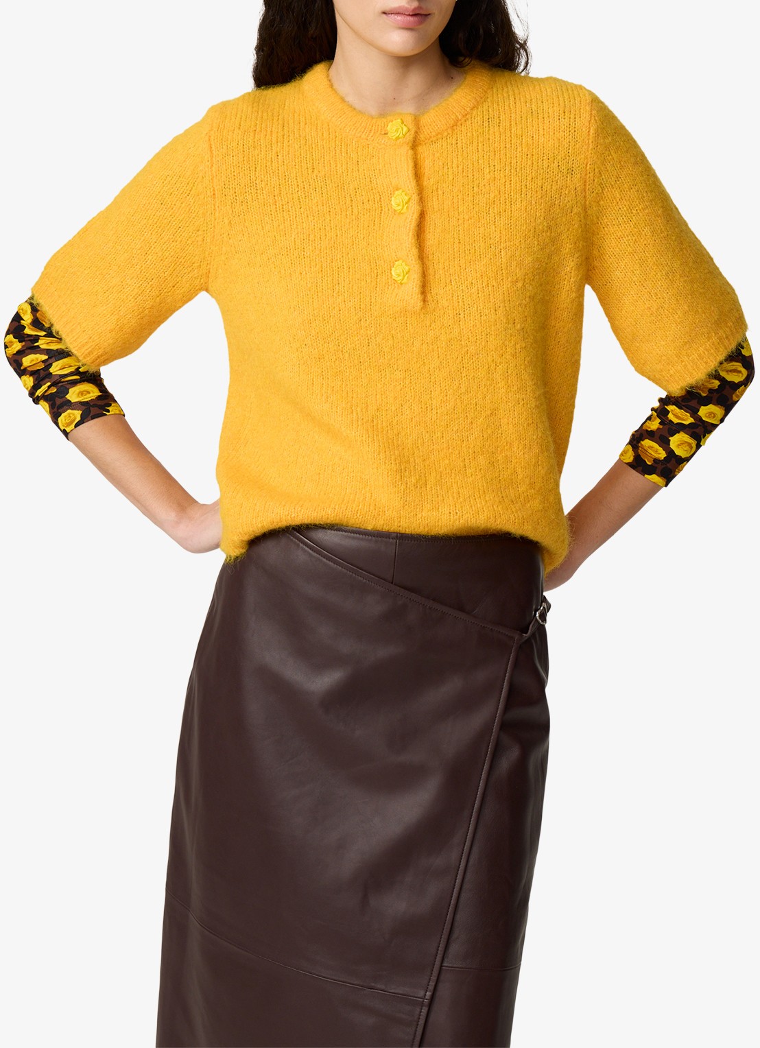 Fabienne Chapot Coco fijngebreide pullover in wolblend - detail 2 geel