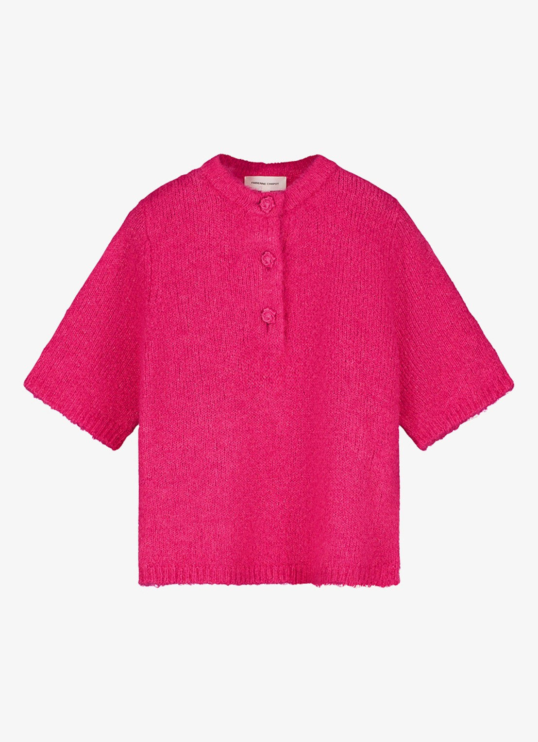 Fabienne Chapot Coco fijngebreide pullover  - voorkant fuchsia