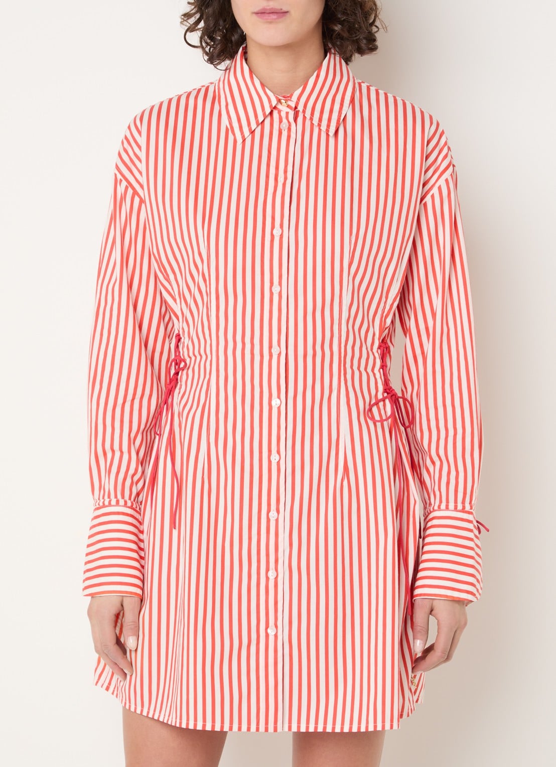 Fabienne Chapot Coletta mini blousejurk met streepprint - detail 4 rood