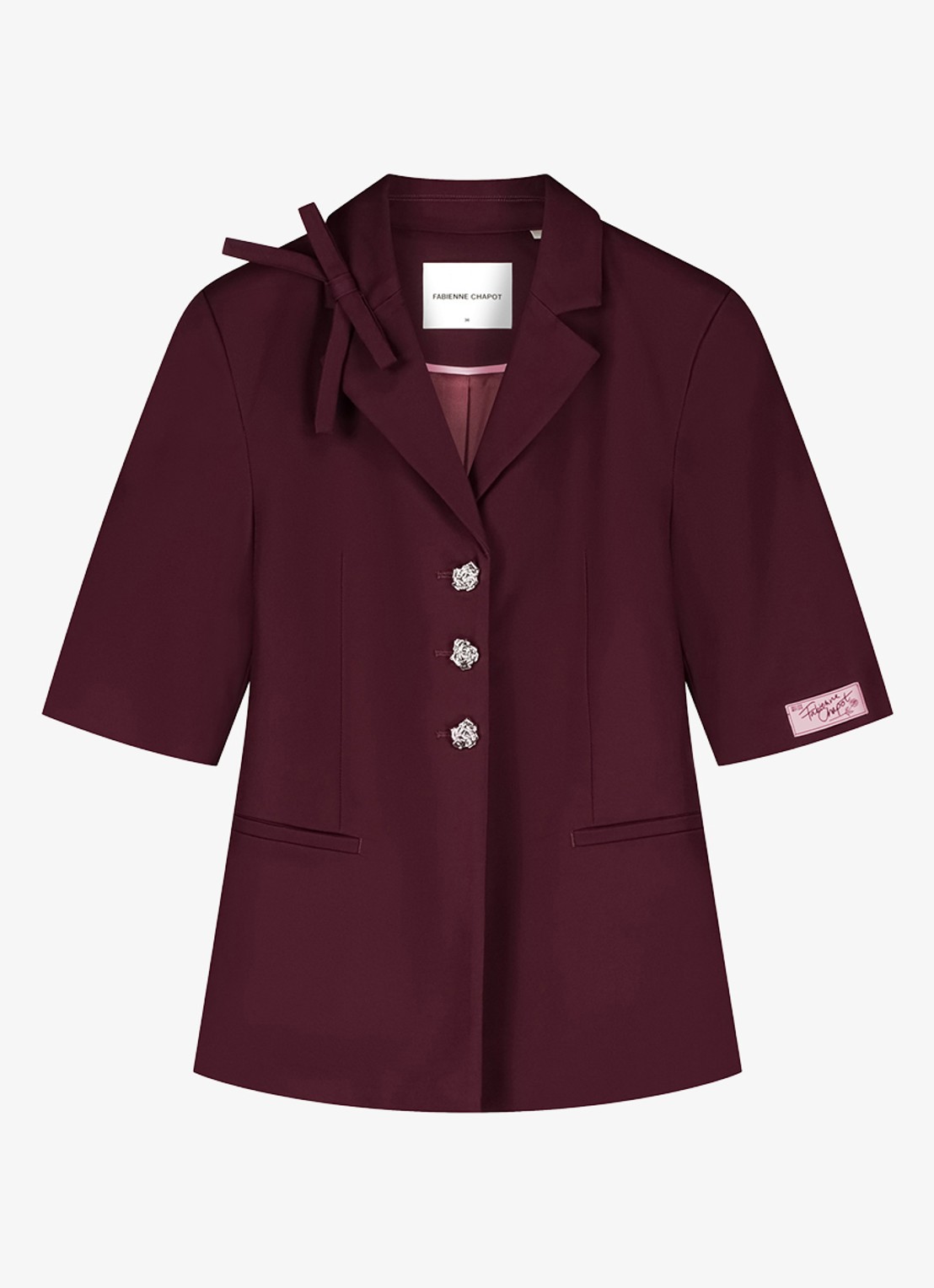 Fabienne Chapot Colombine blazer met strikdetail - voorkant 4 bordeauxrood