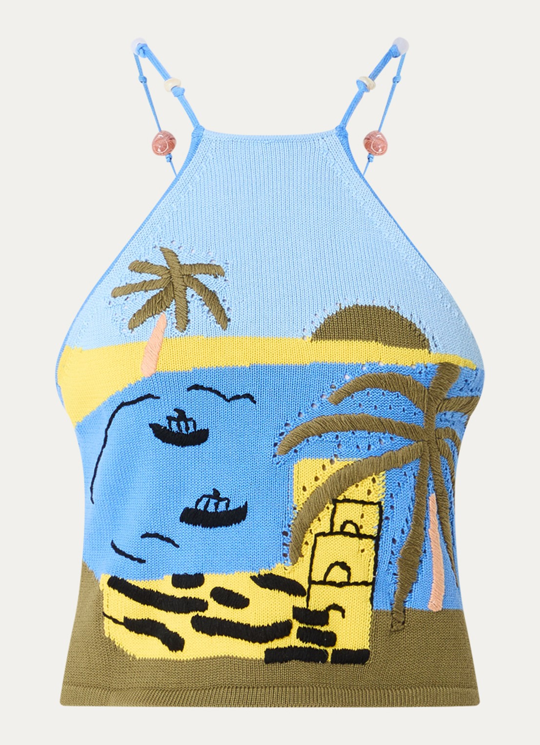Fabienne Chapot Crop top met ingebreid patroon - voorkant 3 blauw