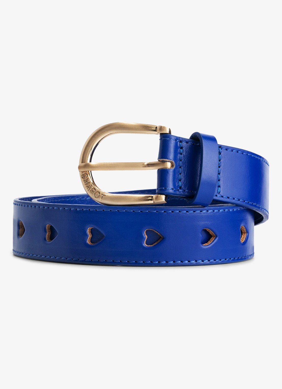 Fabienne Chapot Cut It Out Heart riem van leer - voorkant kobaltblauw