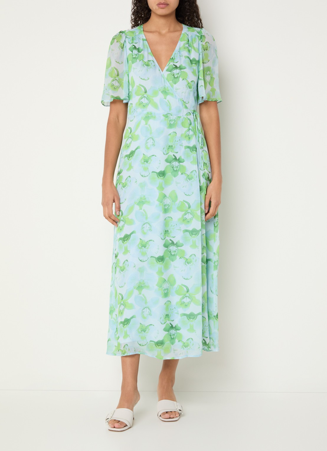 Fabienne Chapot Denise midi tuniekjurk met bloemprint en strikceintuur - detail 3 groen