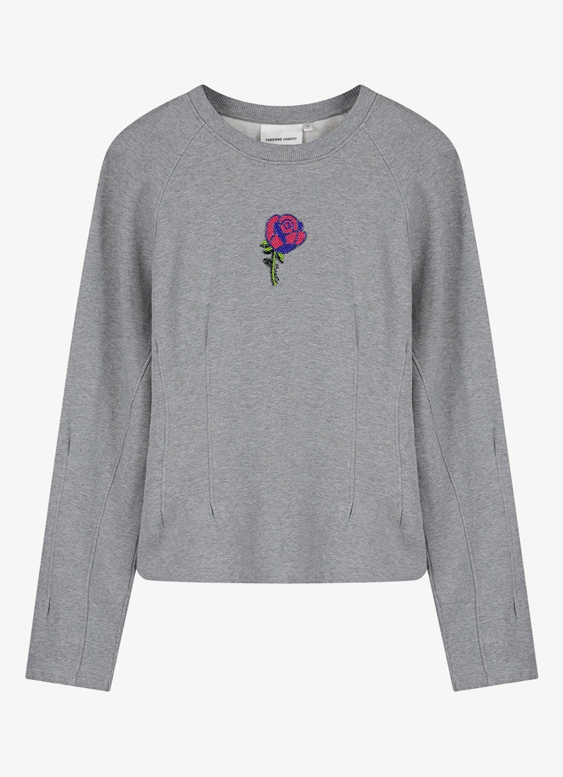 Fabienne Chapot Dhelia Rose sweater met kralendecoratie  - voorkant 3 grijs