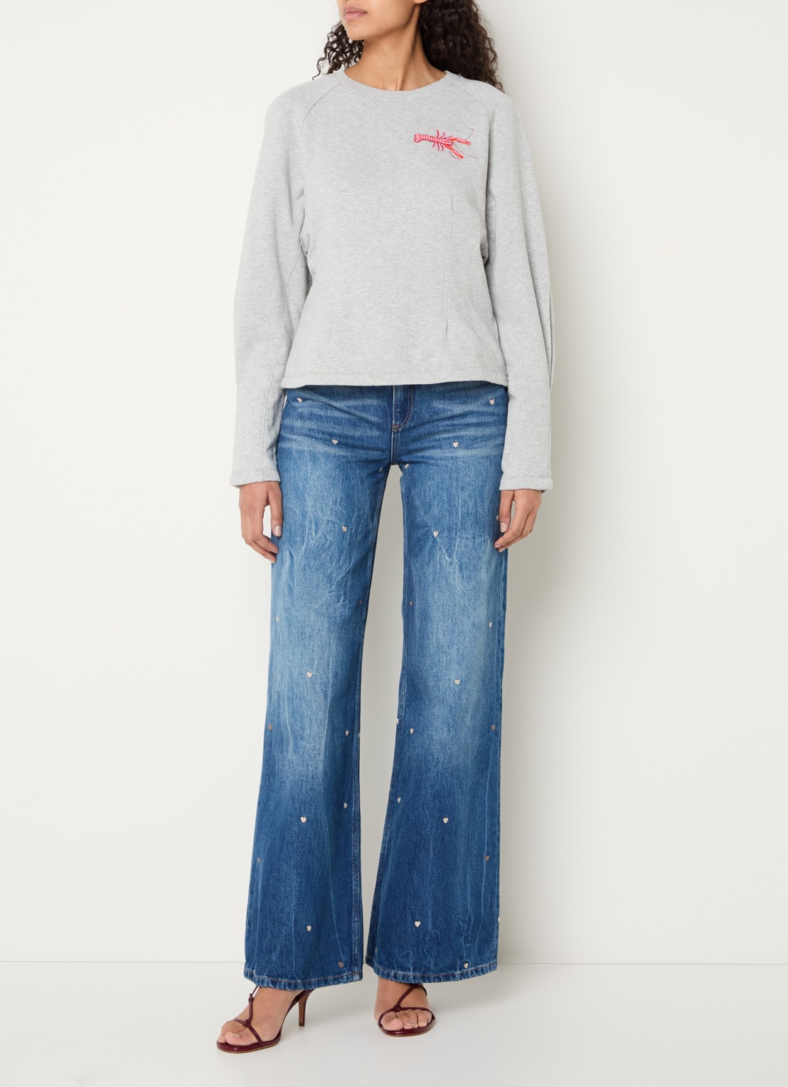 Fabienne Chapot Dhelia sweater met kralendecoratie - voorkant 4 grijsmele