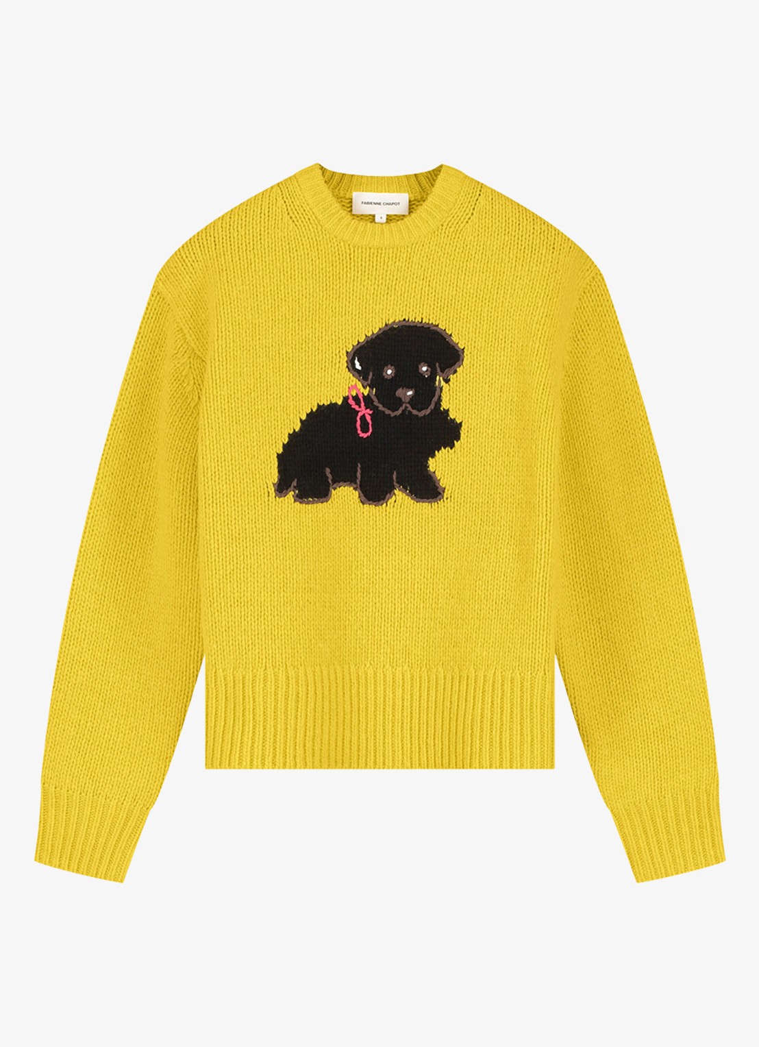 Fabienne Chapot Dog grofgebreide pullover van wol - voorkant geel