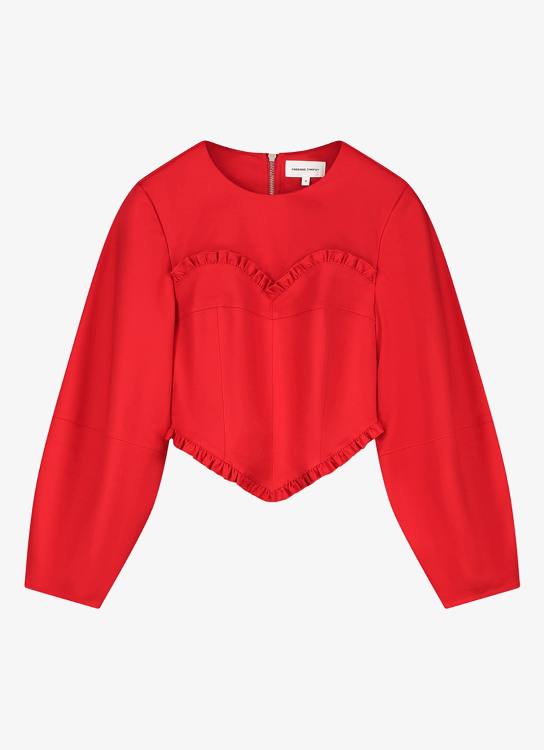 Fabienne Chapot Elin crop top met volant - voorkant 4 steenrood