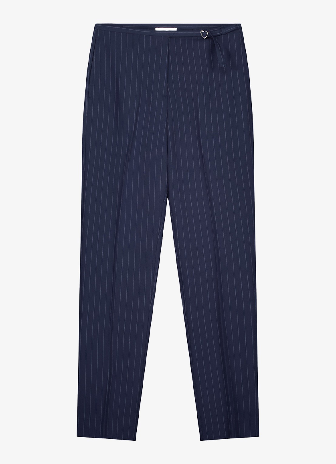 Fabienne Chapot Elliot mid waist straight fit pantalon met krijtstreep - voorkant 4 donkerblauw